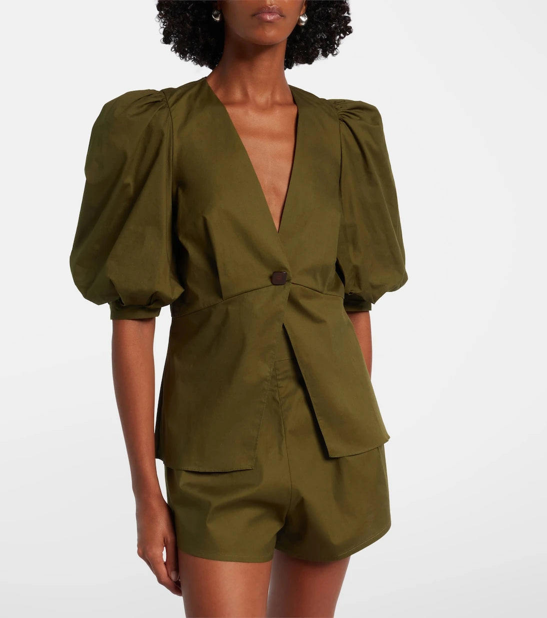 Adriana Degreas - Puff-sleeve cotton-blend top