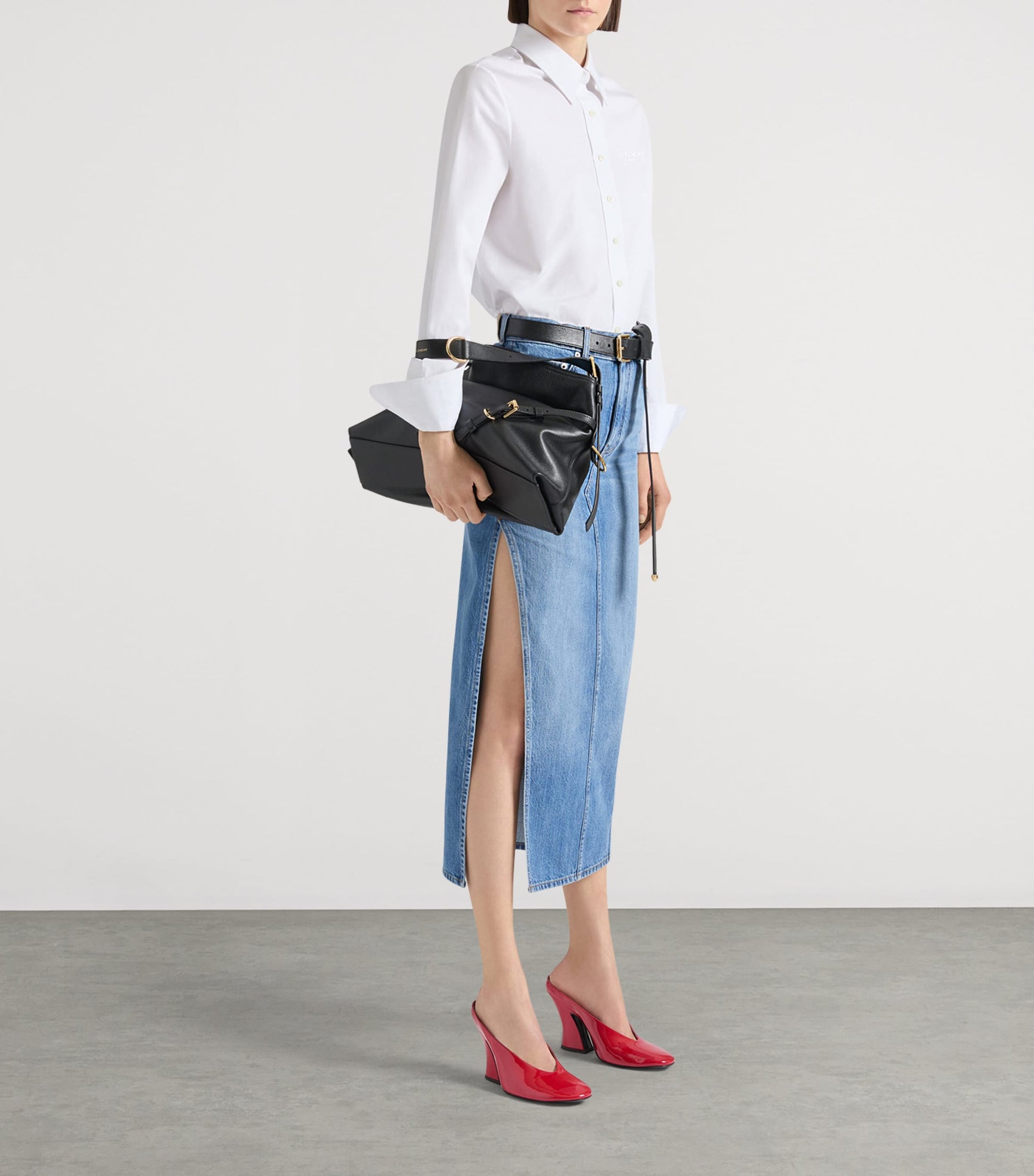 Givenchy Blue Denim High-Split Midi Skirt