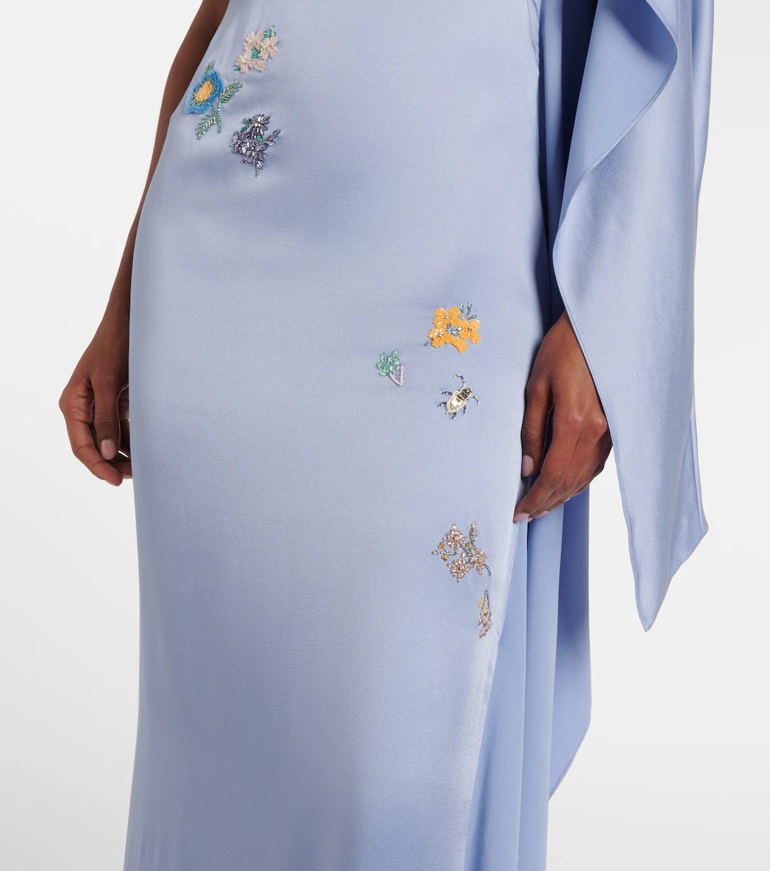Erdem - Embellished caped satin cady gown