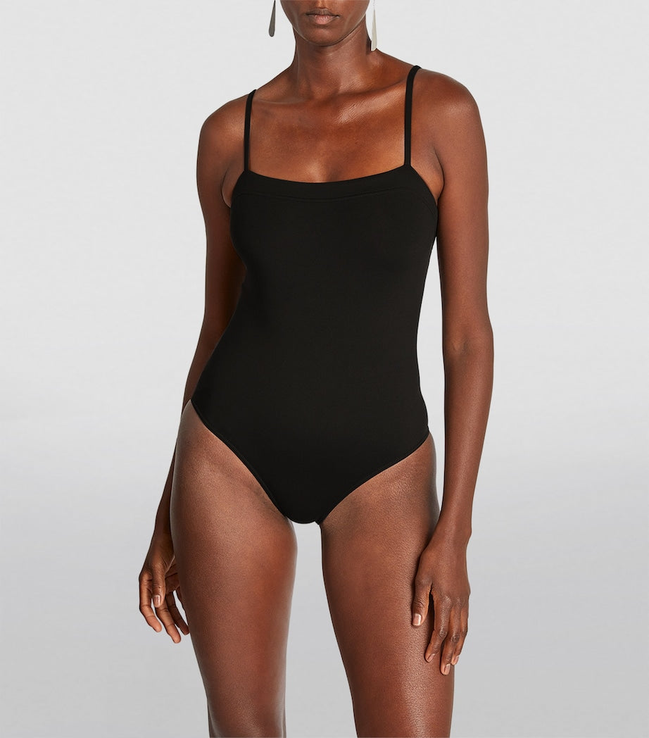 Eres Black Square-Neck Aquarelle Swimsuit
