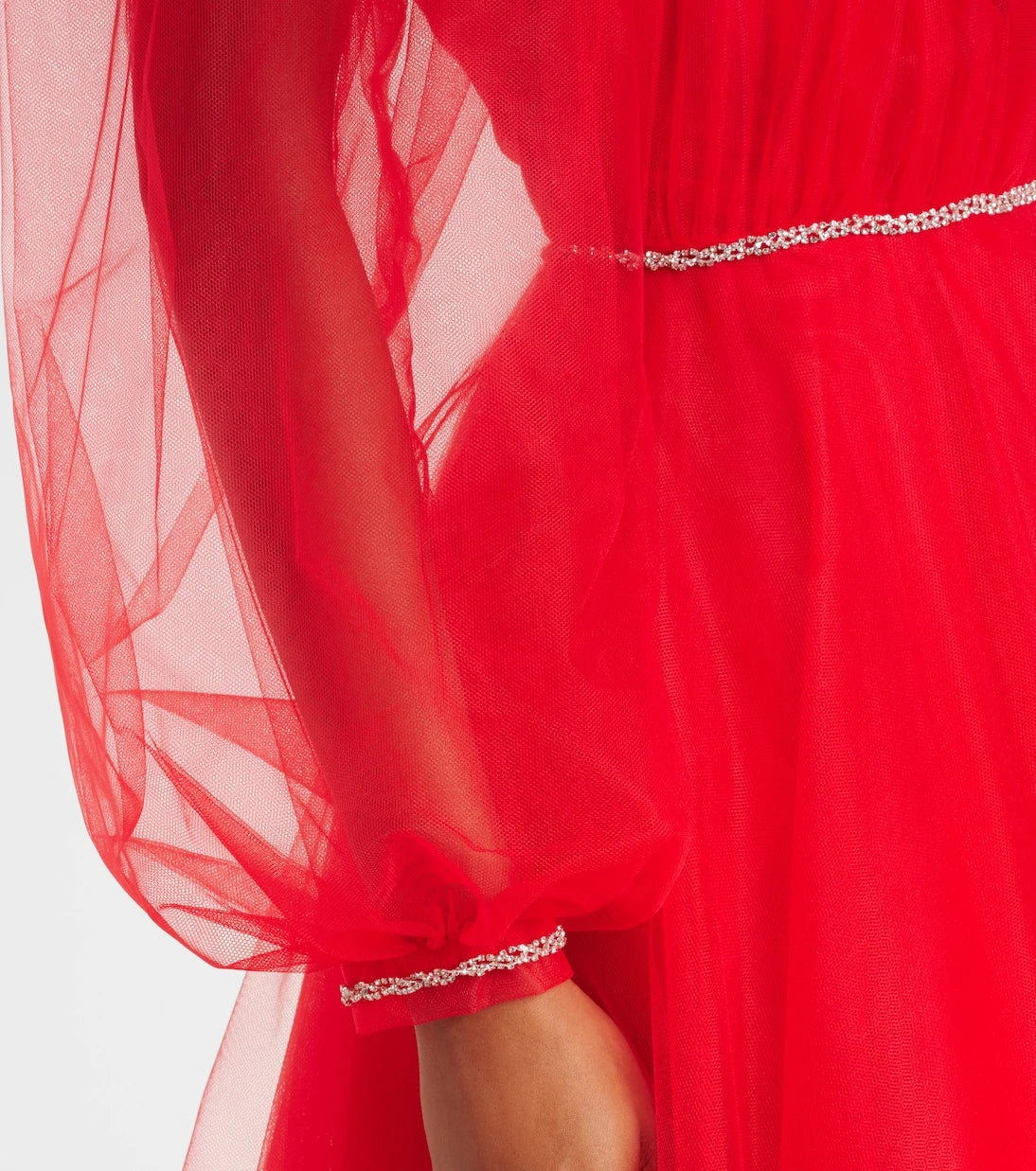 Costarellos - Floral appliqué tulle gown