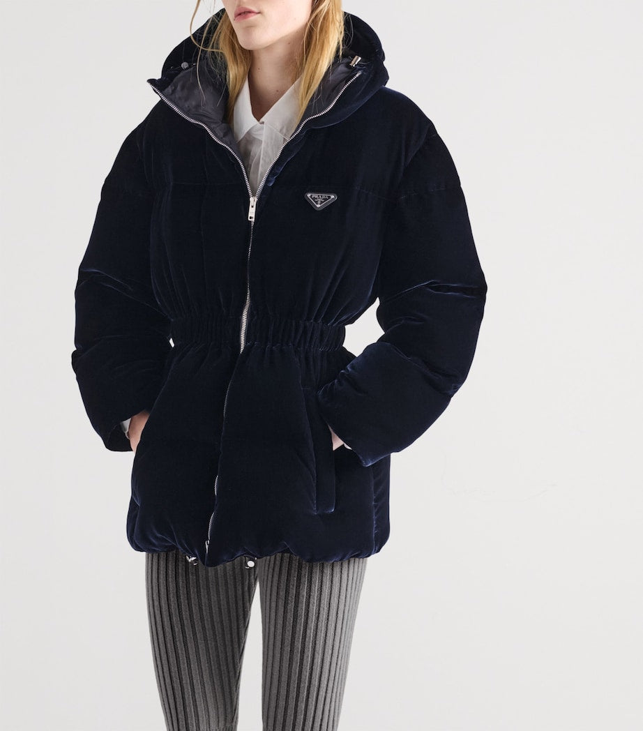 Prada Blue Velvet Down Jacket