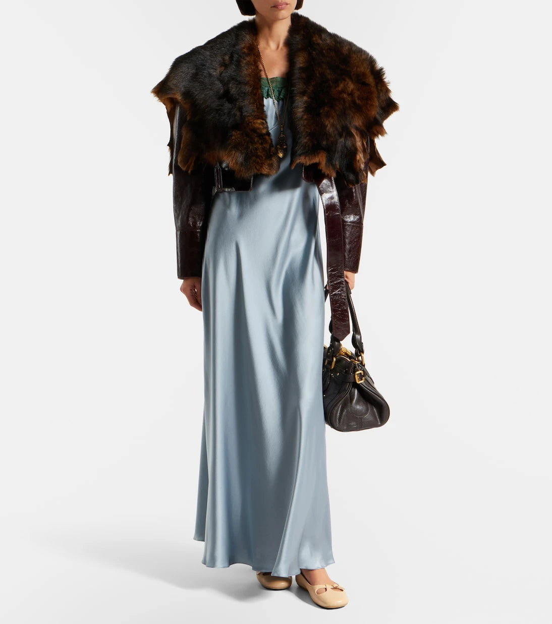 Chloé - Cropped shearling-trimmed leather jacket