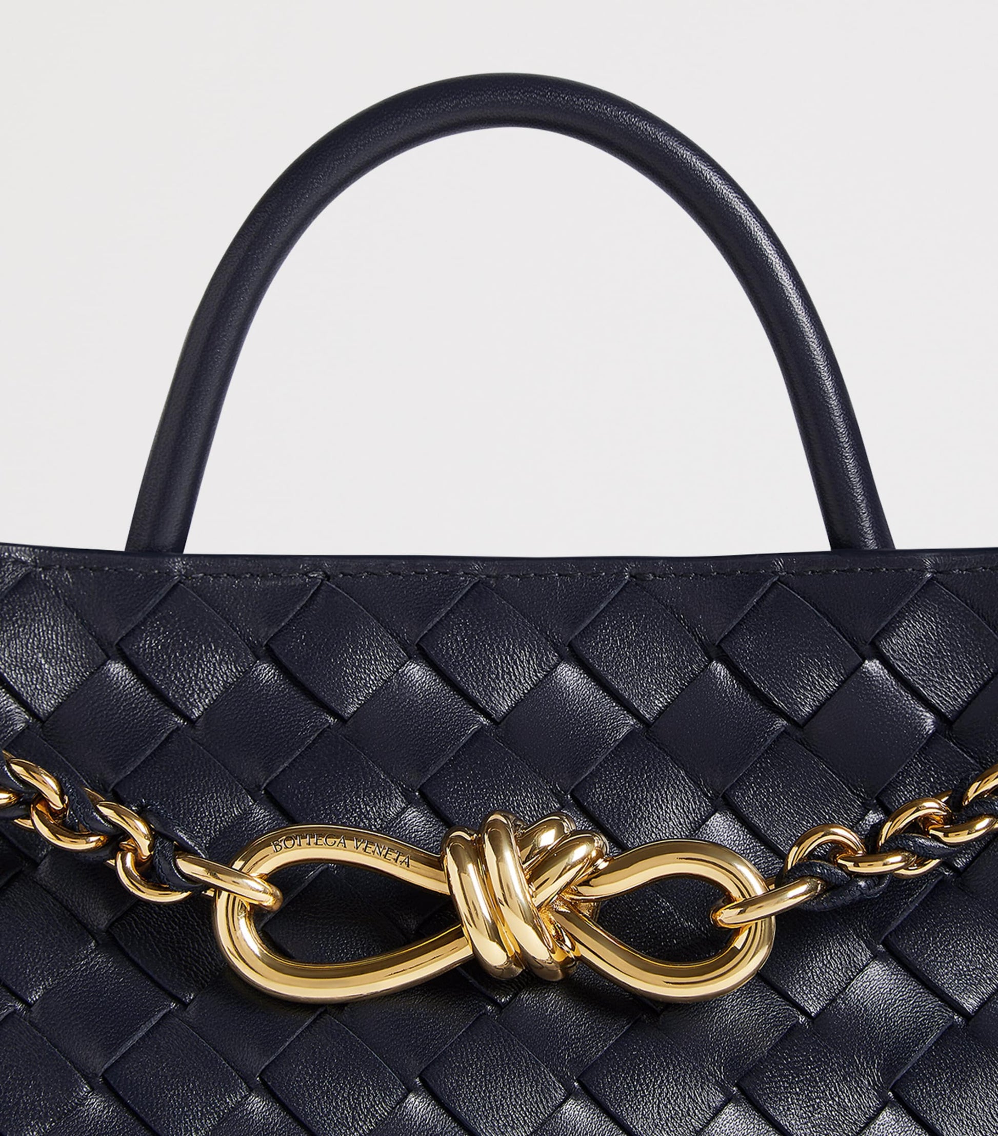 Bottega Veneta Blue Small Leather Andiamo Chain Shoulder Bag