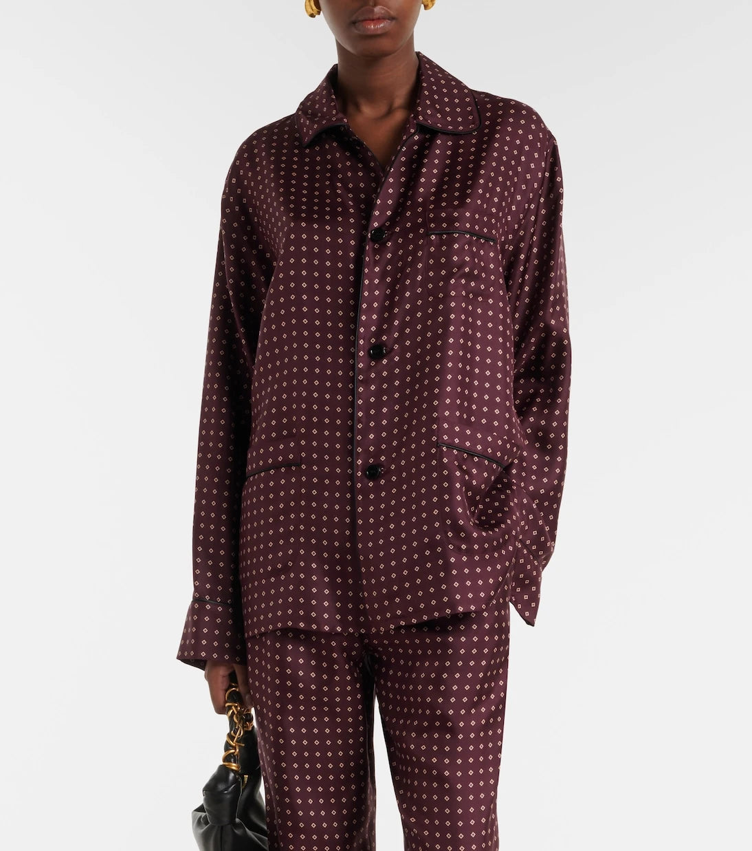 Saint Laurent - Printed silk satin pajama shirt