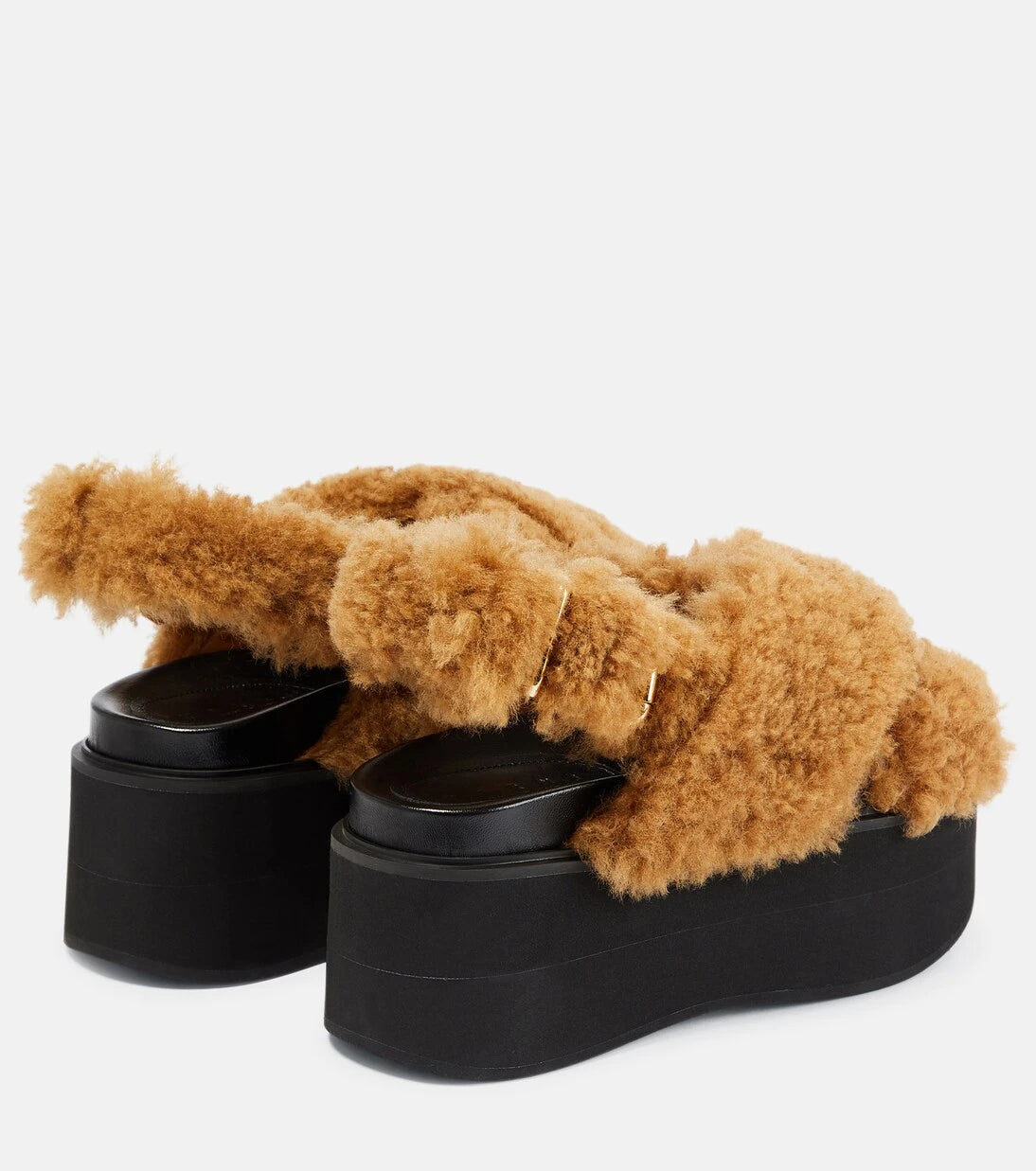 Marni - Fussbett shearling platform sandals
