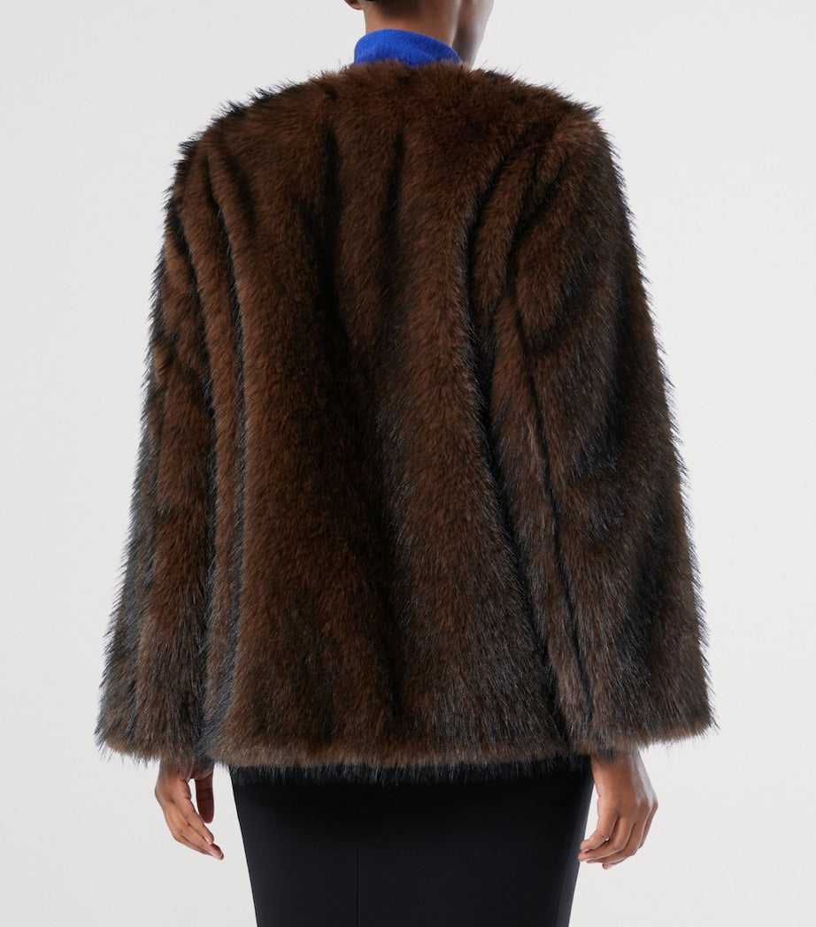 Marina Rinaldi Brown Faux Fur Coat