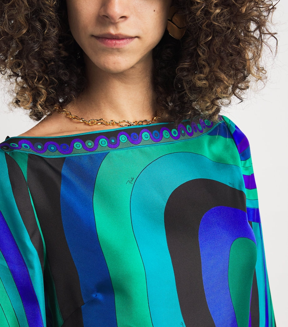 PUCCI Multi Silk Iride Print Midi Dress