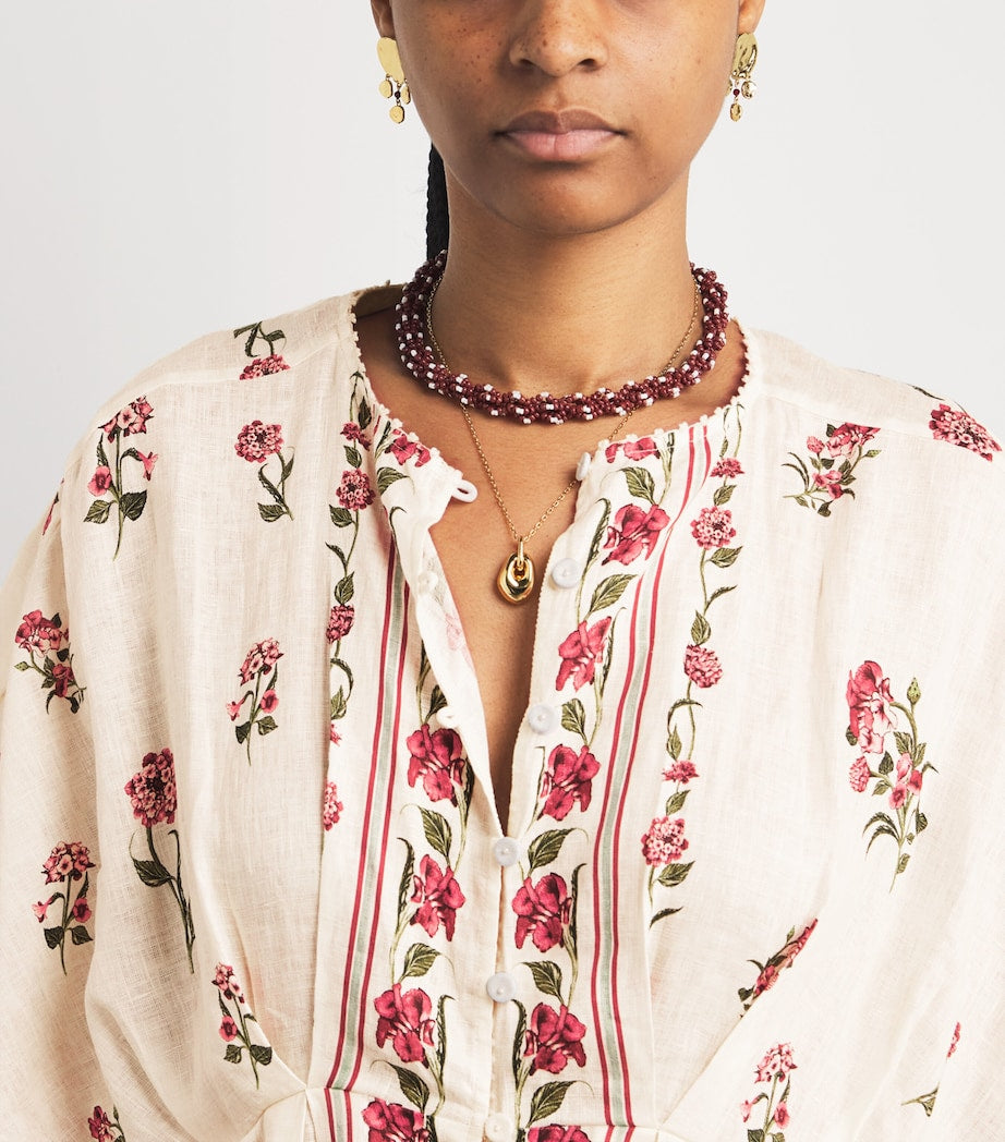 Linen Floral Maxi Kaftan