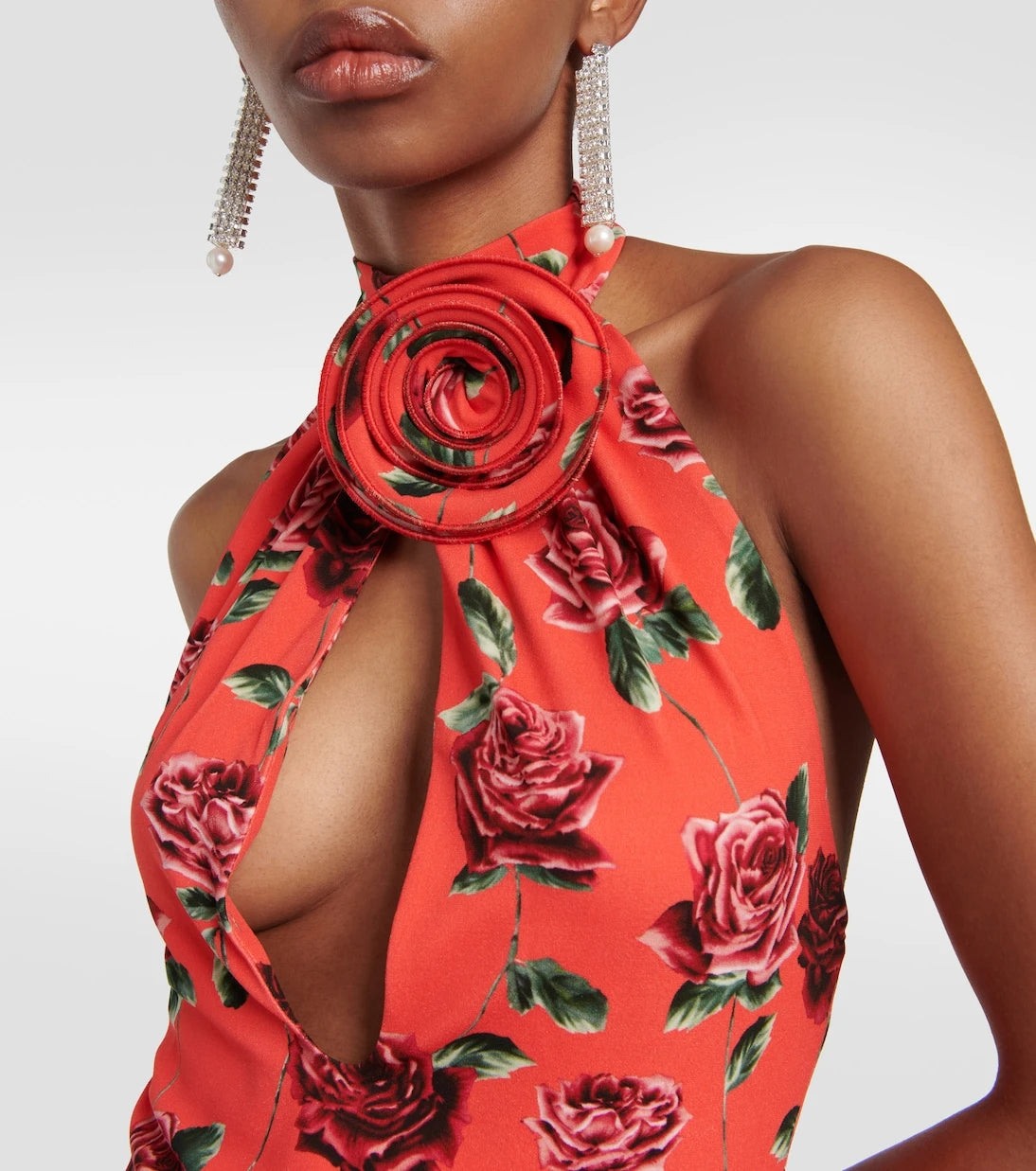 Magda Butrym - Floral-appliqué cutout halterneck top