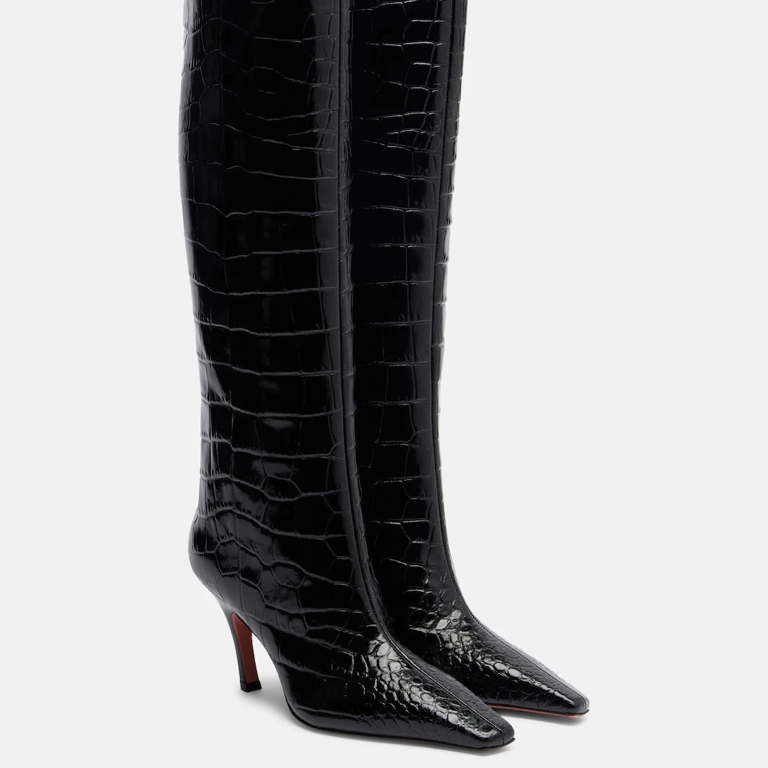Amina Muaddi - Mona croc-effect leather knee-high boots