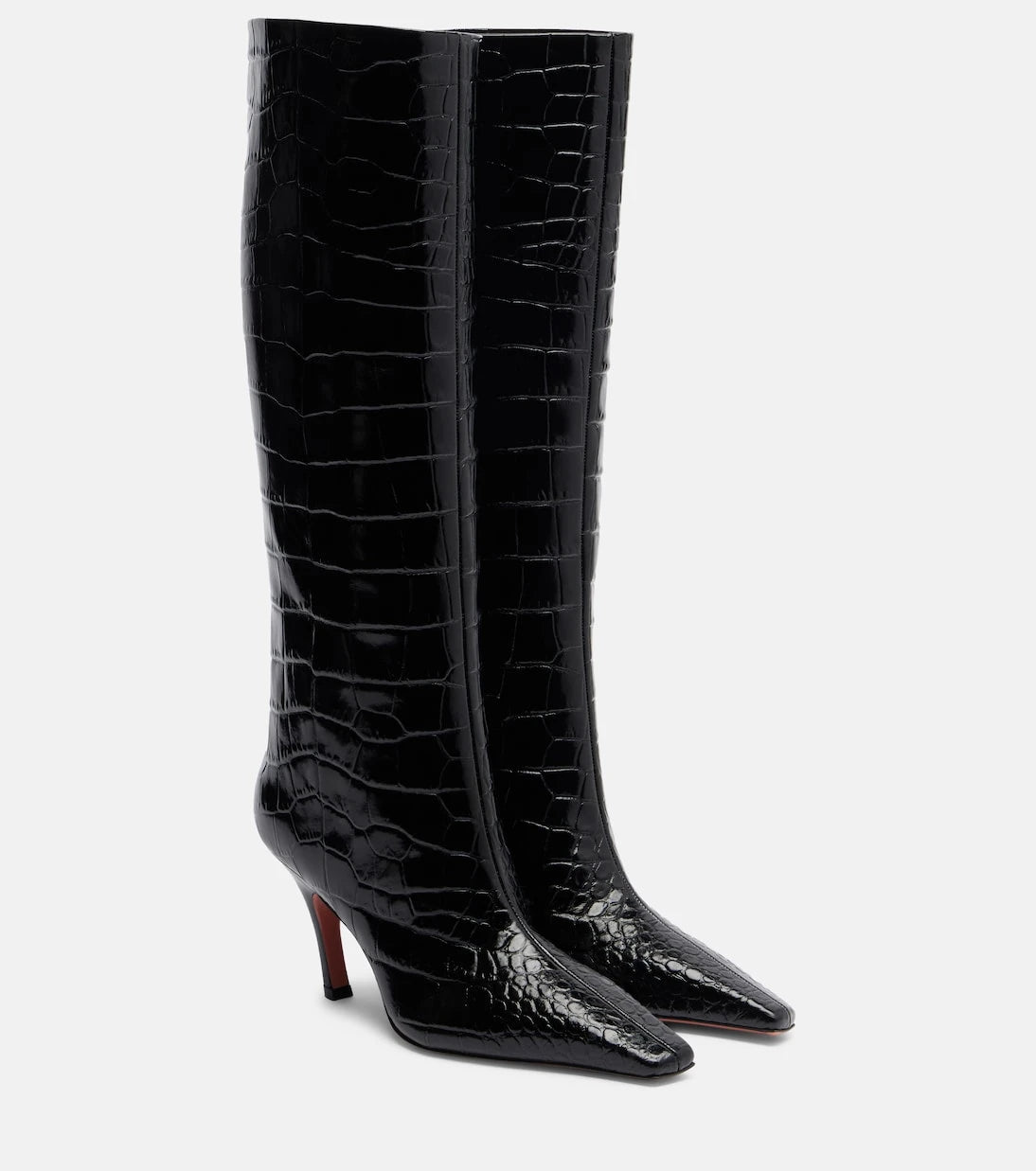 Amina Muaddi - Mona croc-effect leather knee-high boots