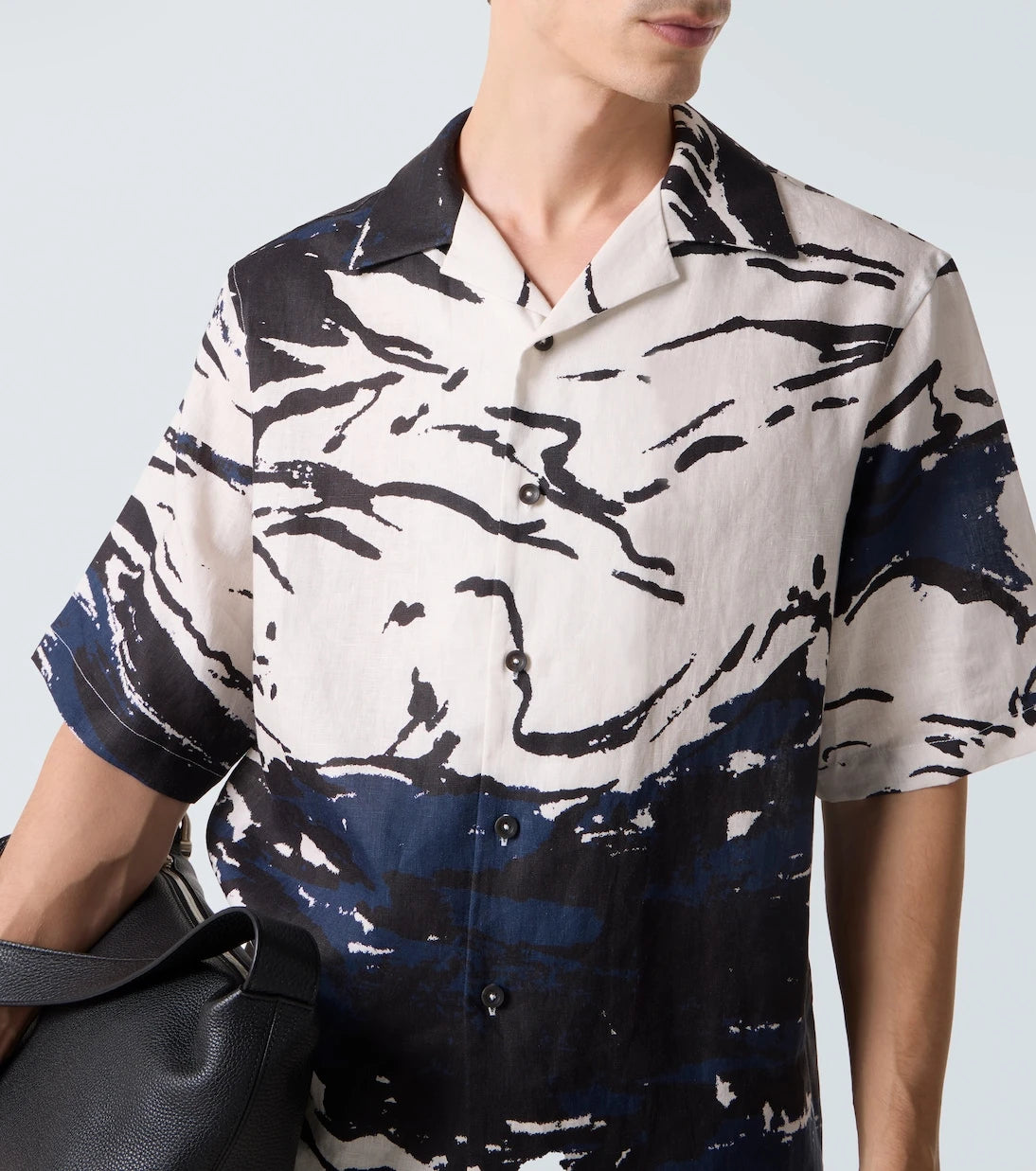 Commas - Printed linen bowling shirt