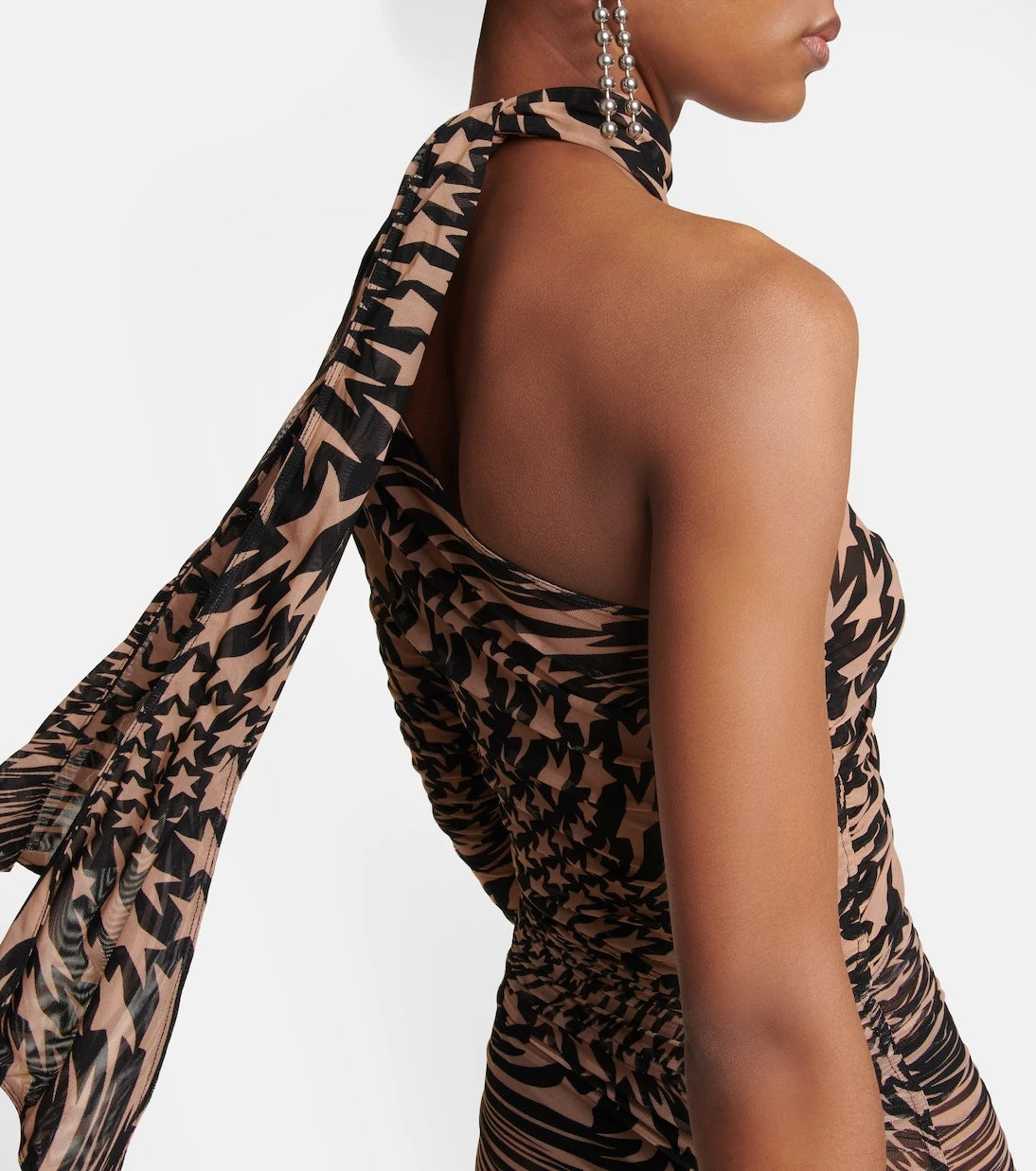 Mugler - Printed cutout mesh minidress