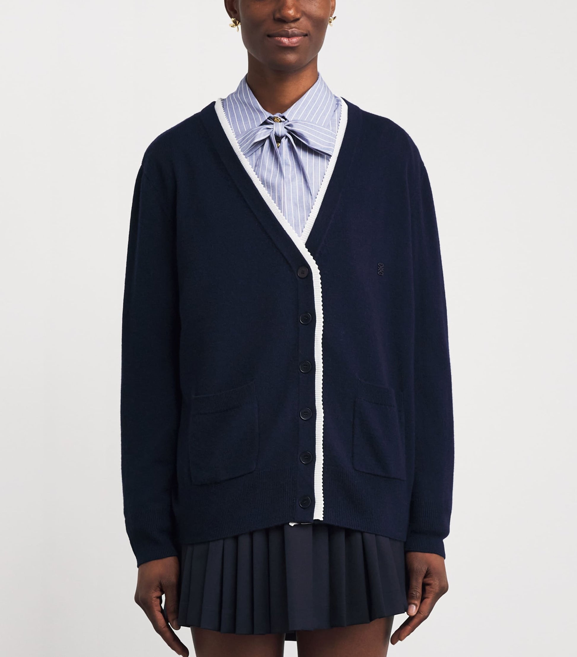 Blue Wool-Cashmere Cardigan