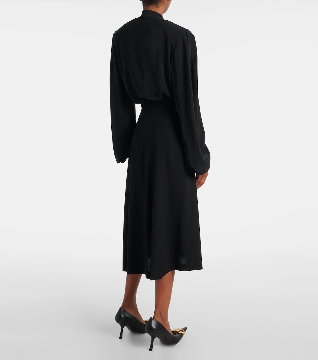Balenciaga - Draped gathered crêpe midi skirt