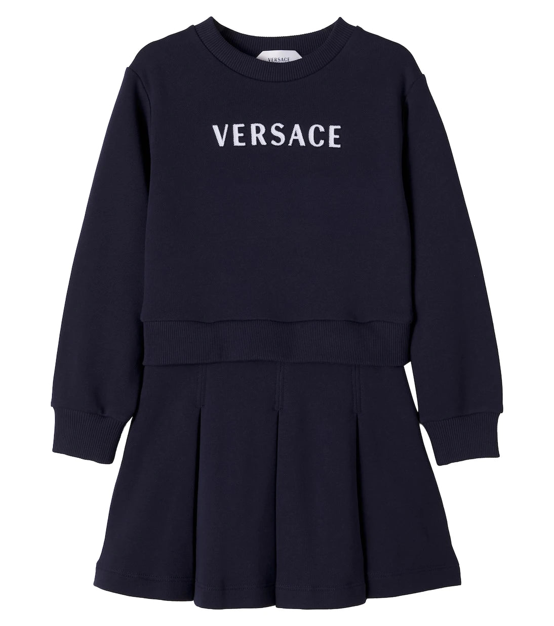 Versace Kids - Logo embroidered cotton jersey dress