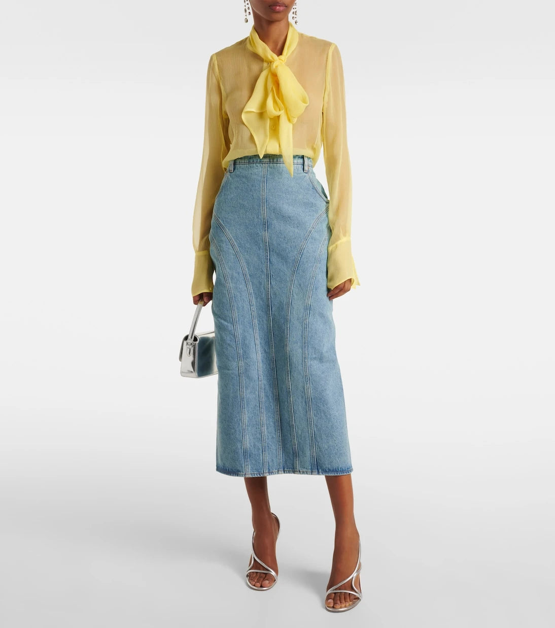 Nina Ricci - Sheer tie-neck silk chiffon blouse