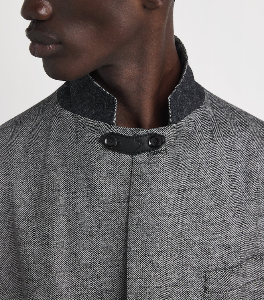 Grey Wool Single-Breasted Blazer