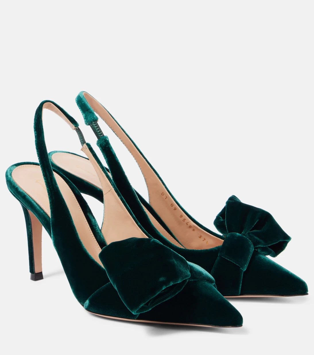 Gianvito Rossi - 85 bow-detail velvet slingback pumps