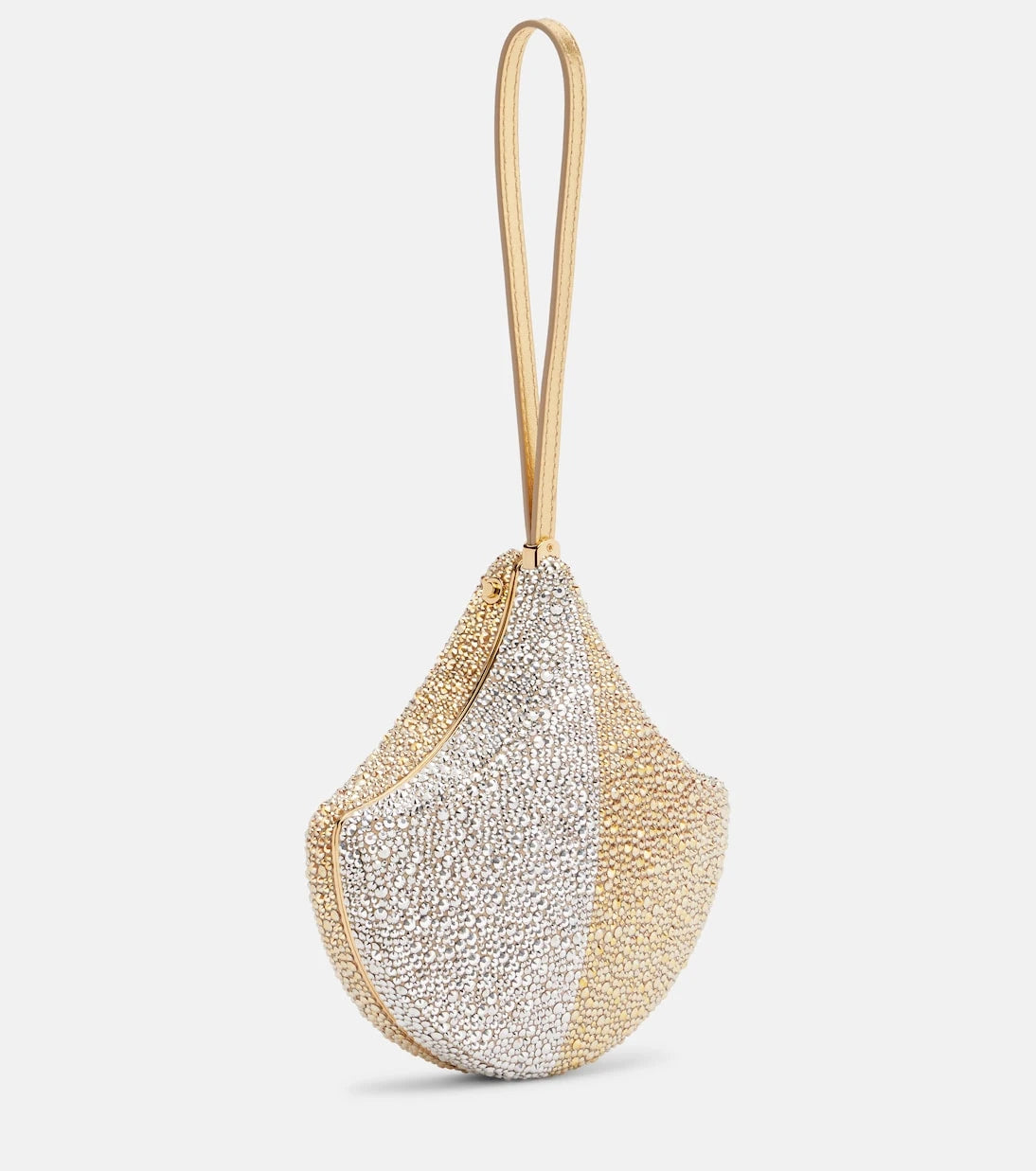 Bvlgari - Ginkgo crystal-embellished suede clutch