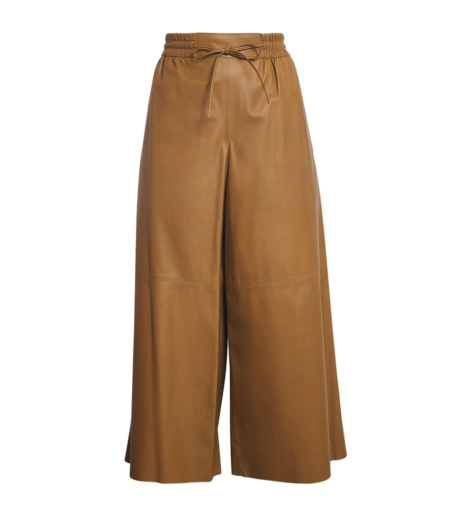 Yves Salomon Yellow Leather Wide-Leg Trousers