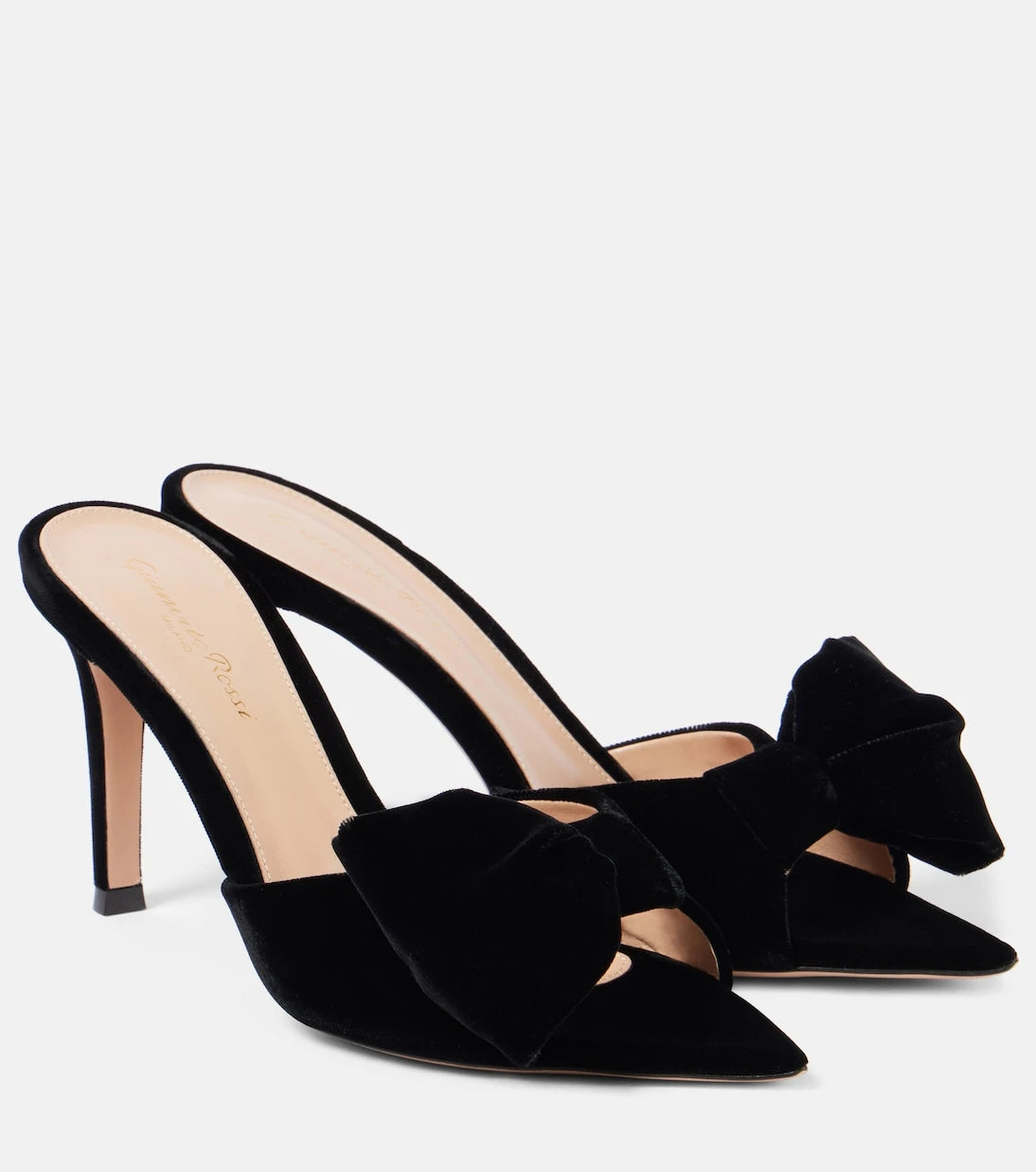 Gianvito Rossi - 85 bow-detail velvet mules