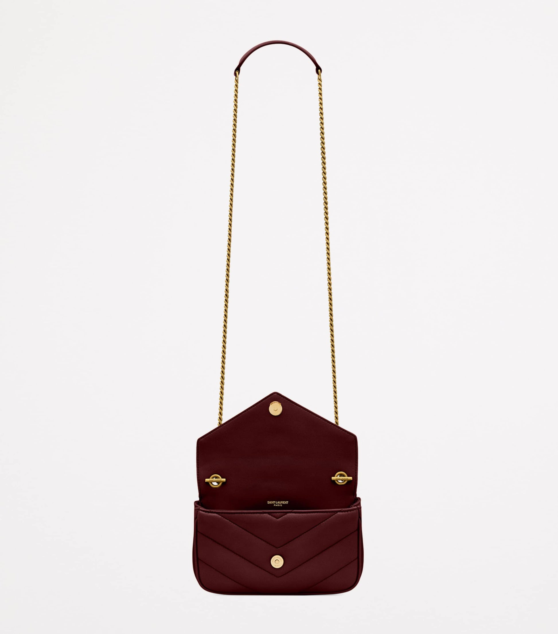 Saint Laurent Burgundy Mini Loulou Shoulder Bag
