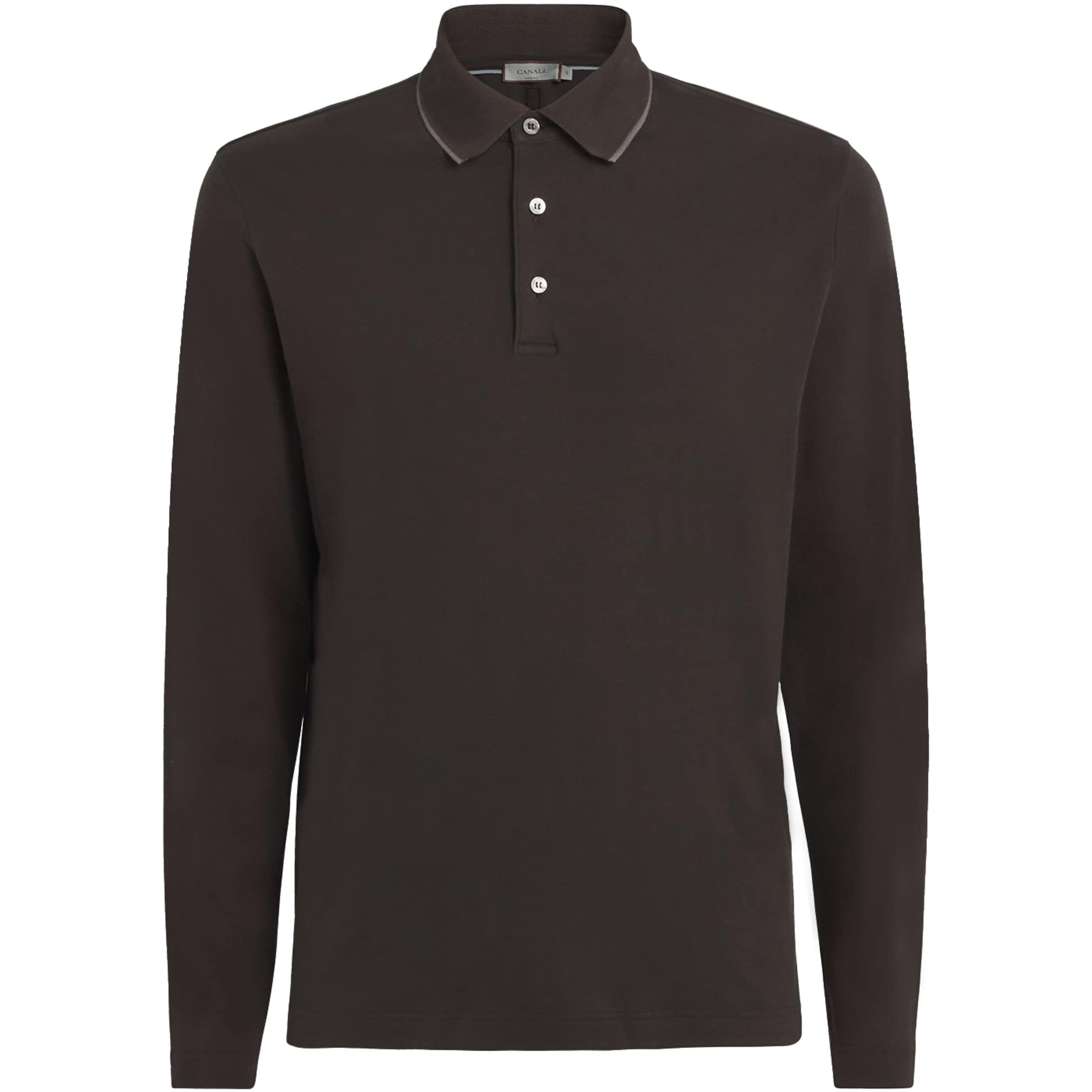 Cotton-Cashmere Long-Sleeve Polo Shirt