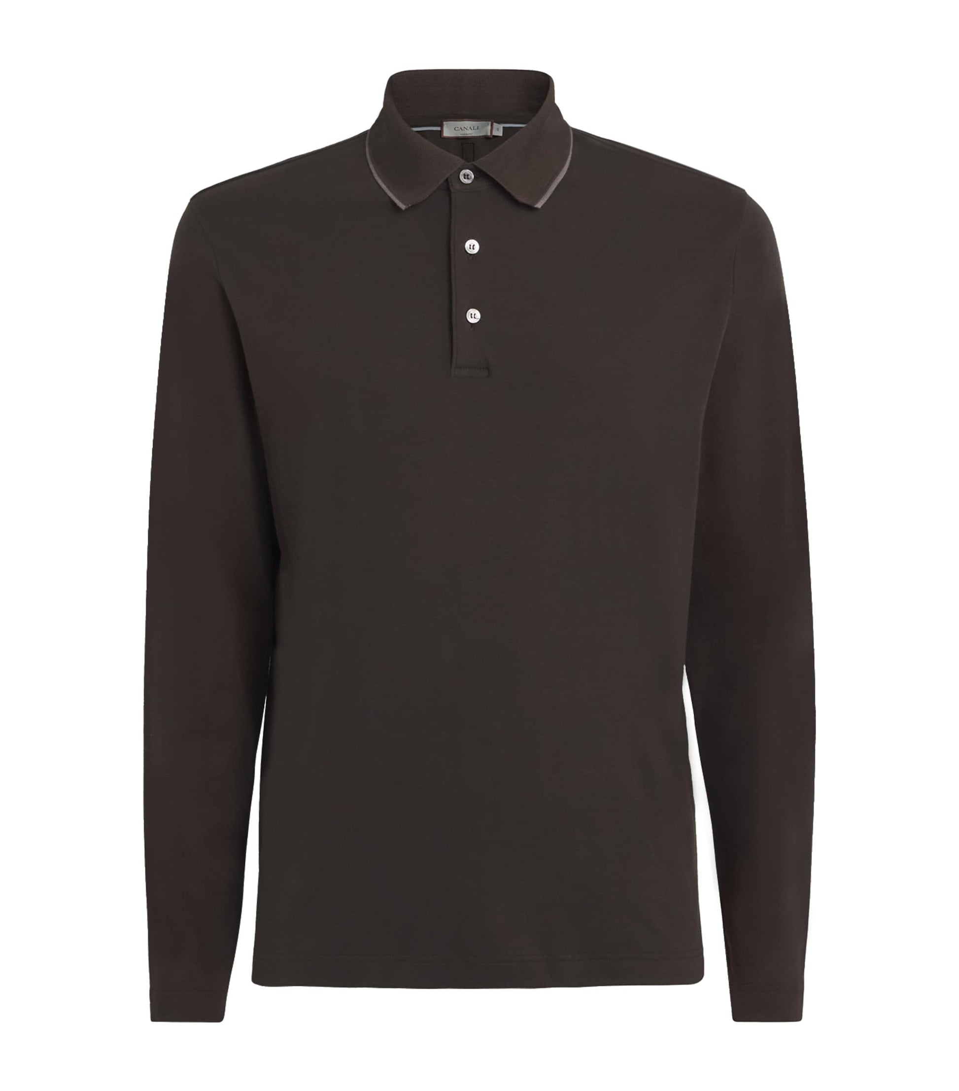 Cotton-Cashmere Long-Sleeve Polo Shirt
