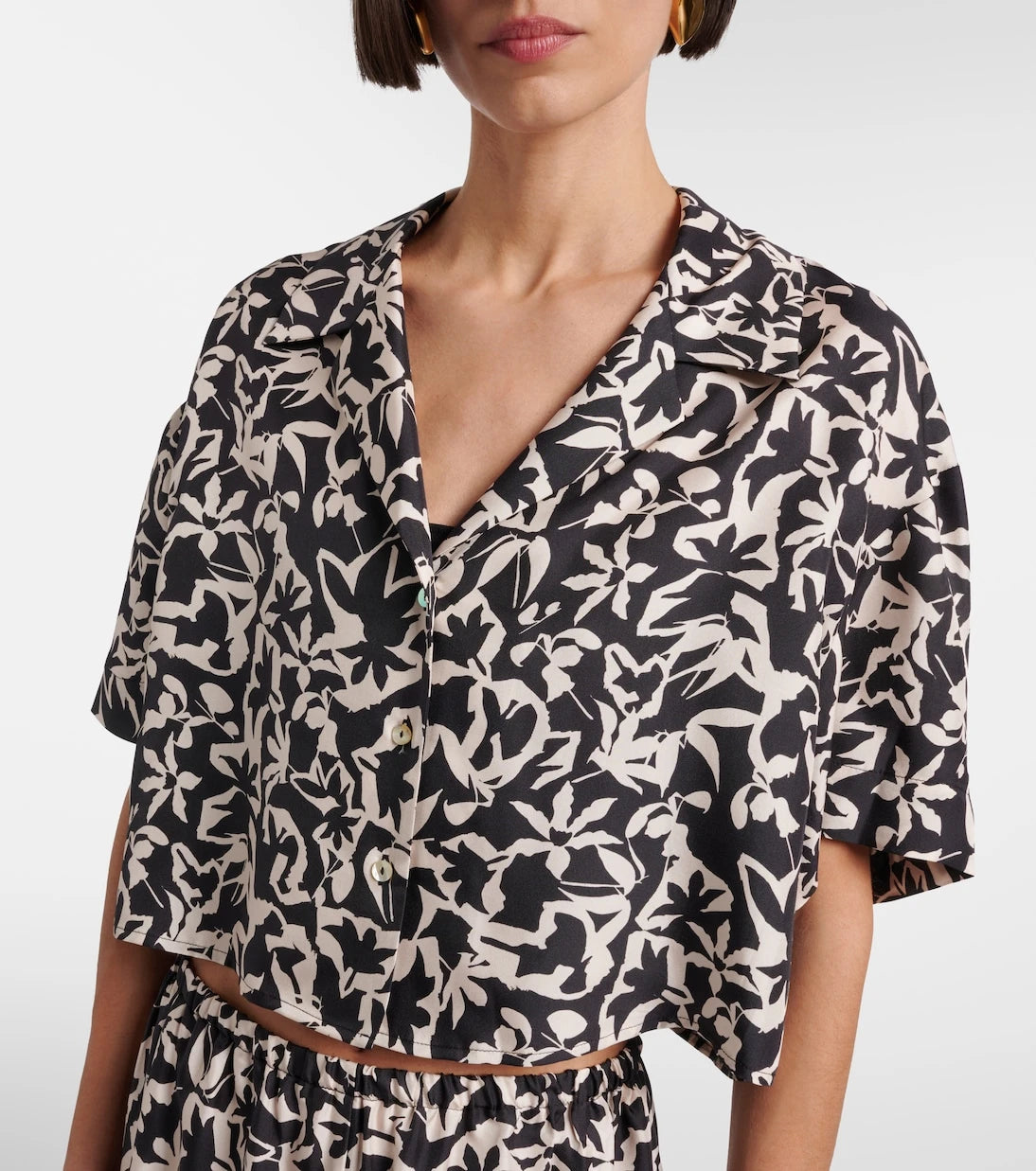 Asceno - Lincoln printed cropped silk twill shirt