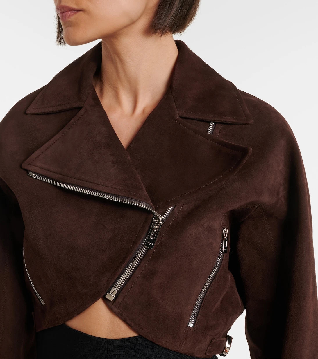 Alaïa - Cropped suede biker jacket
