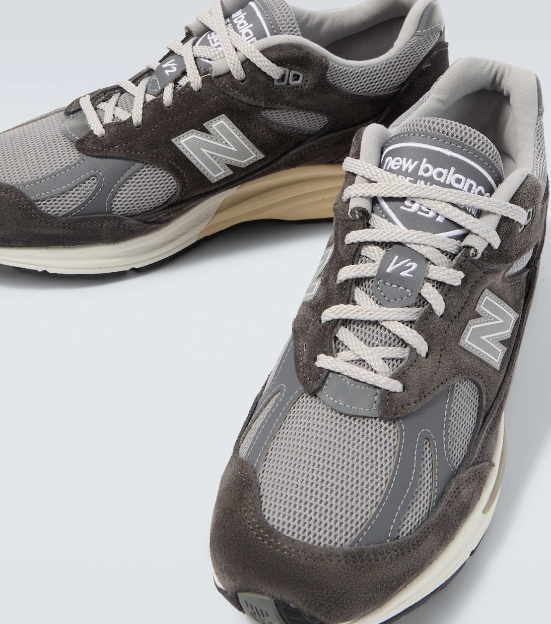 New Balance - 991v2 suede-trimmed sneakers