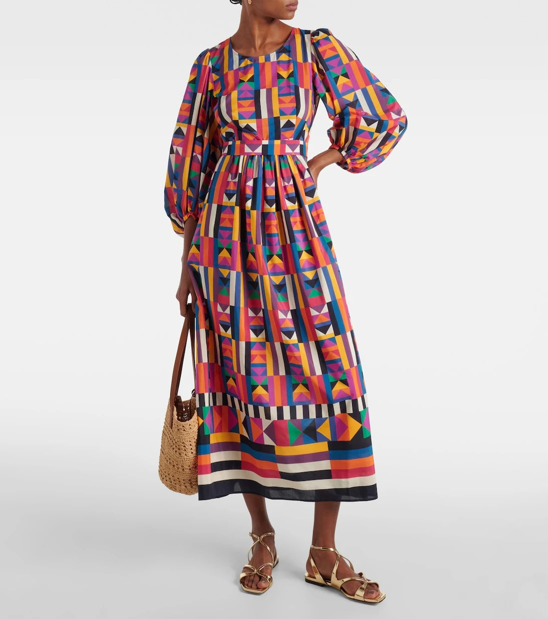 Eres - Multiple printed cotton and silk midi dress