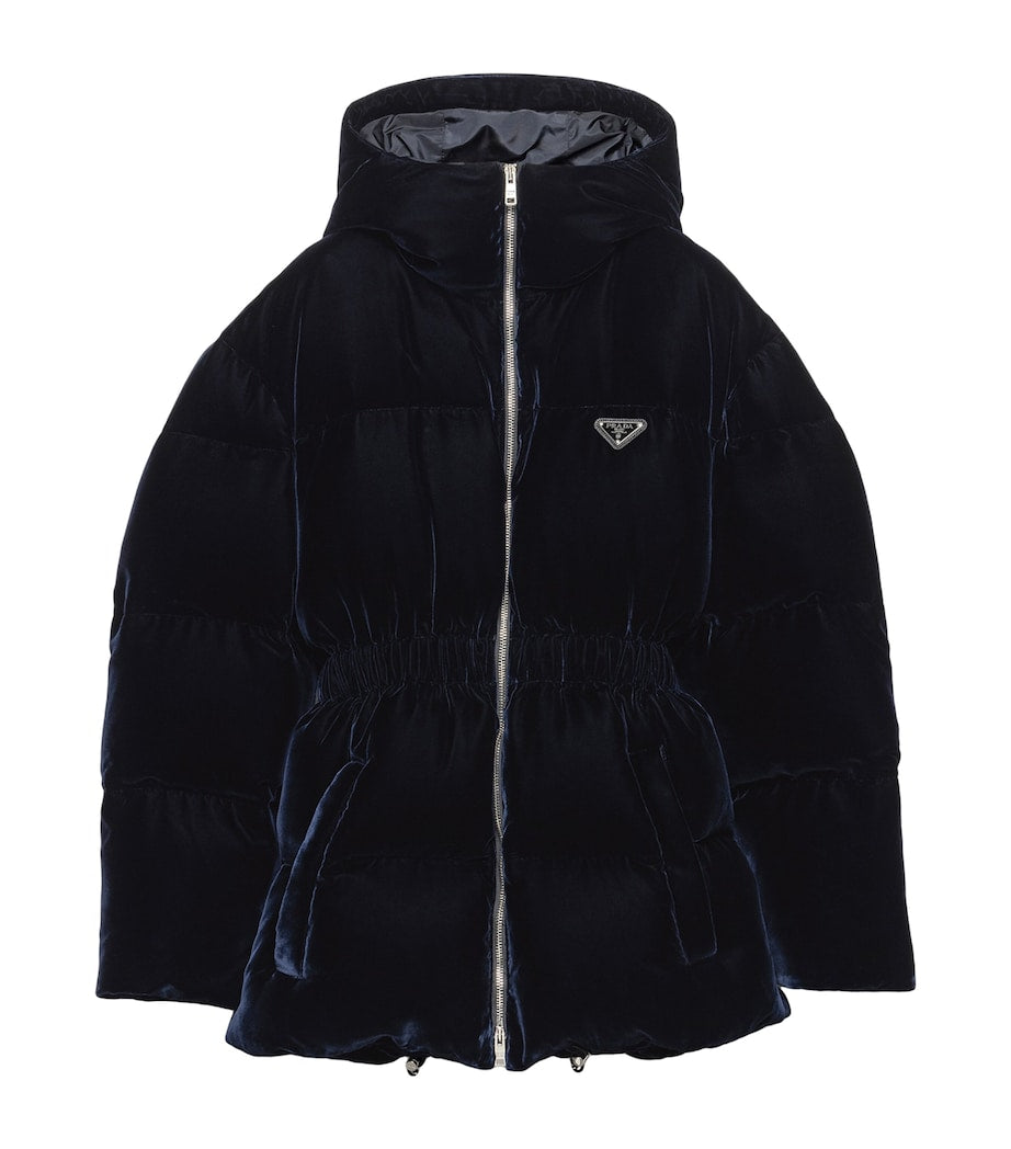 Prada Blue Velvet Down Jacket