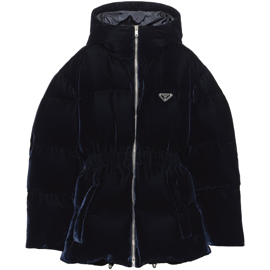 Prada Blue Velvet Down Jacket