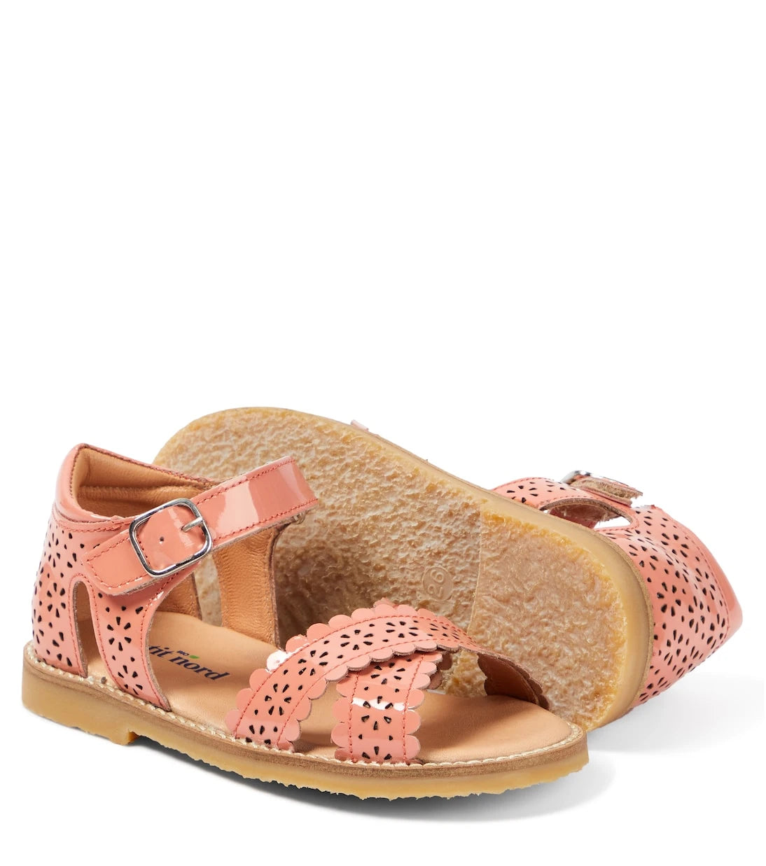 Petit Nord - Crossover Scallop Flower patent leather sandals