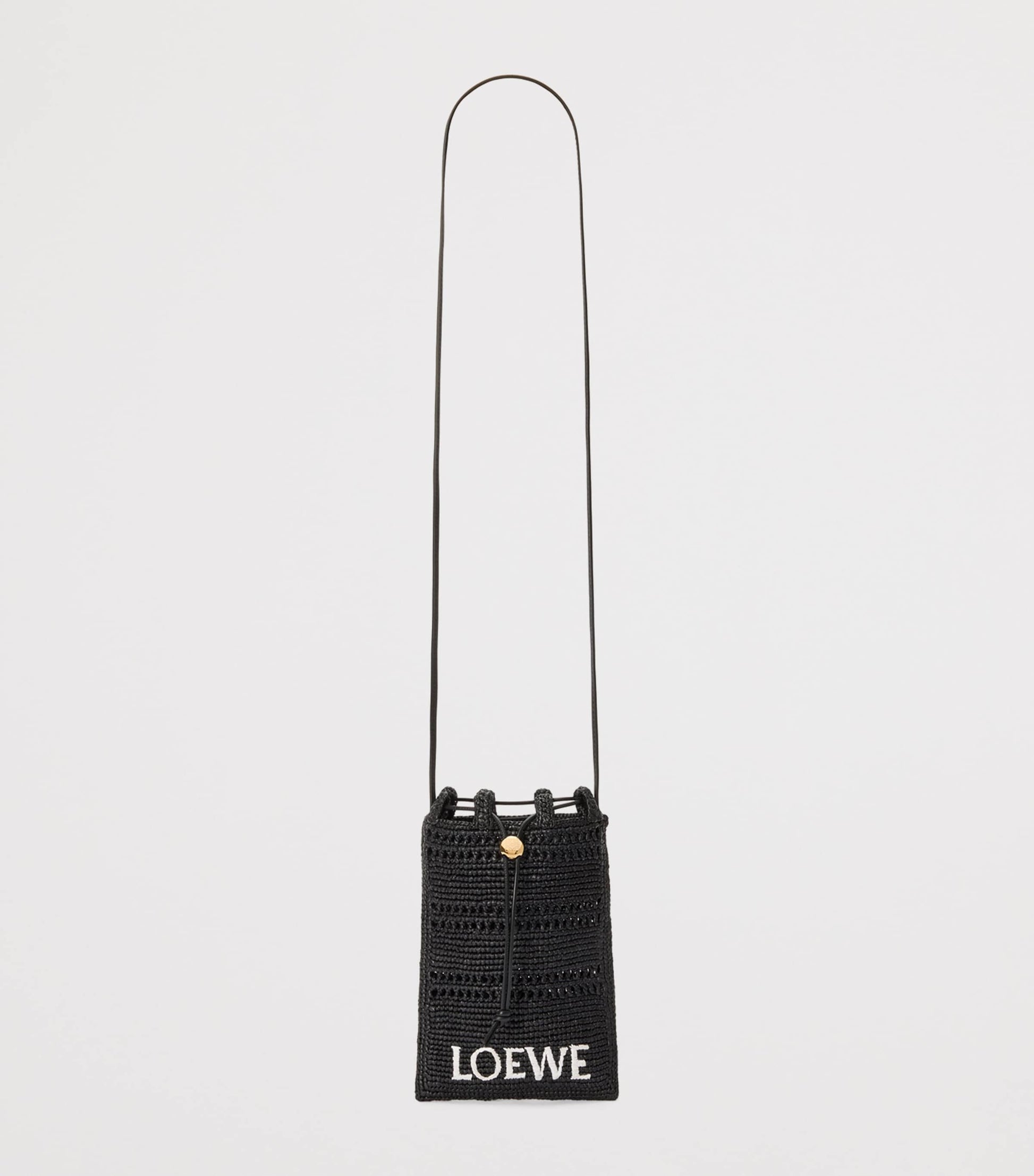 LOEWE Black x Paula's Ibiza Raffia Drawstring Pocket Bag