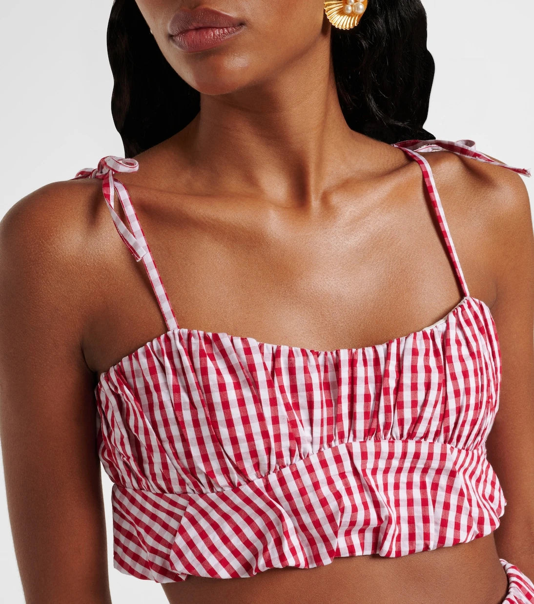 Faithfull - Mira gingham cotton poplin crop top
