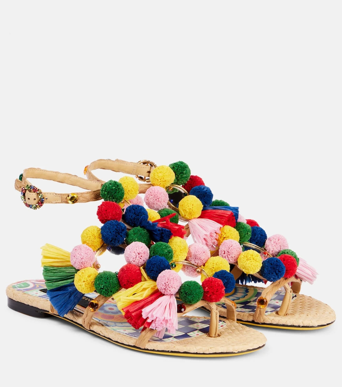Dolce&Gabbana - Embellished raffia sandals