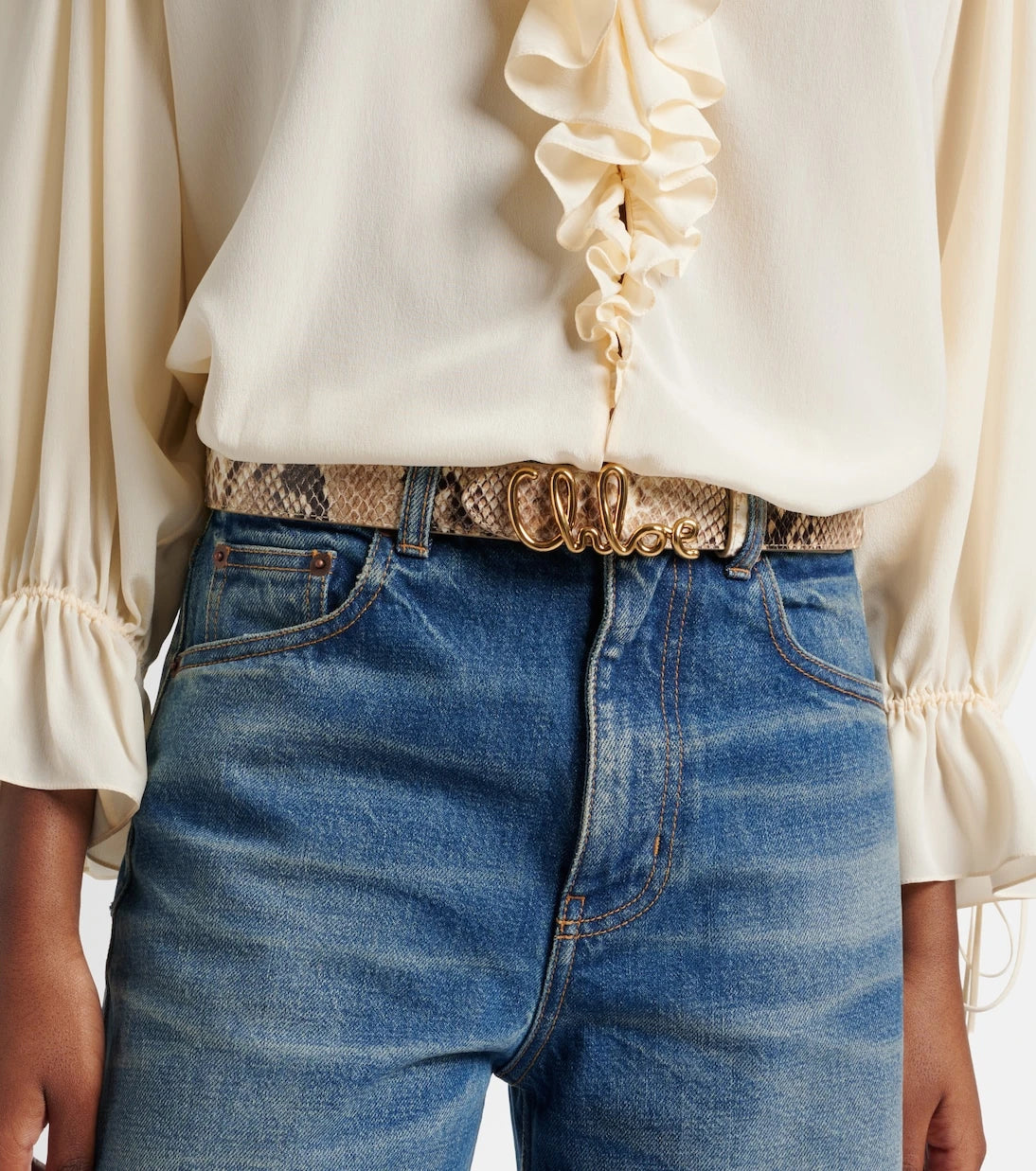 Chloé - Chloé Iconic snake-effect leather belt