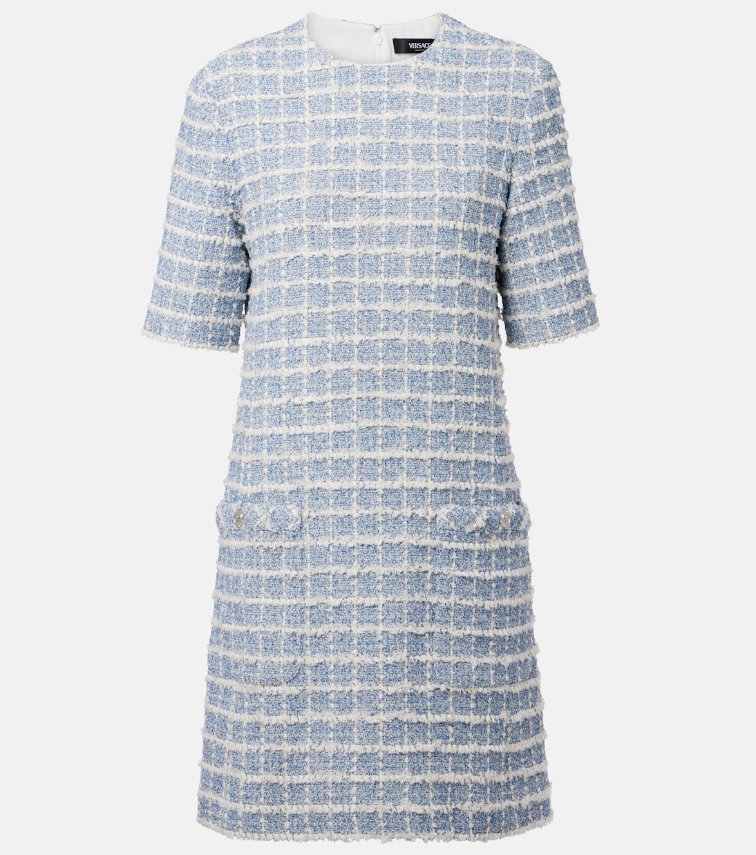 Versace - Checked cotton-blend tweed minidress