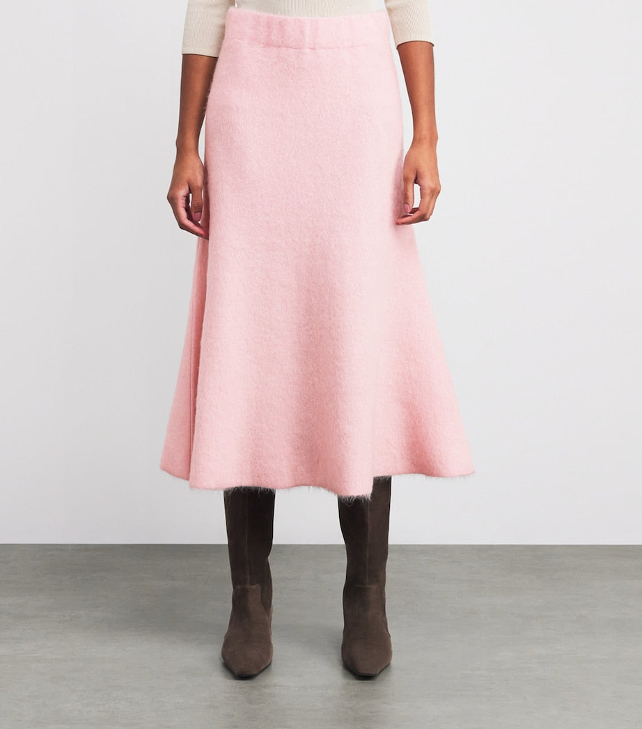 Fabiana Filippi Pink Wool-Mohair-Blend Midi Skirt