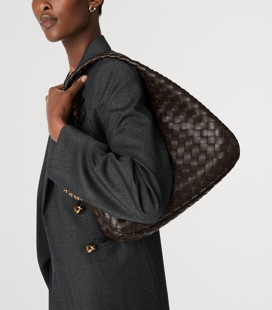 Medium Leather Intrecciato Campana Shoulder Bag