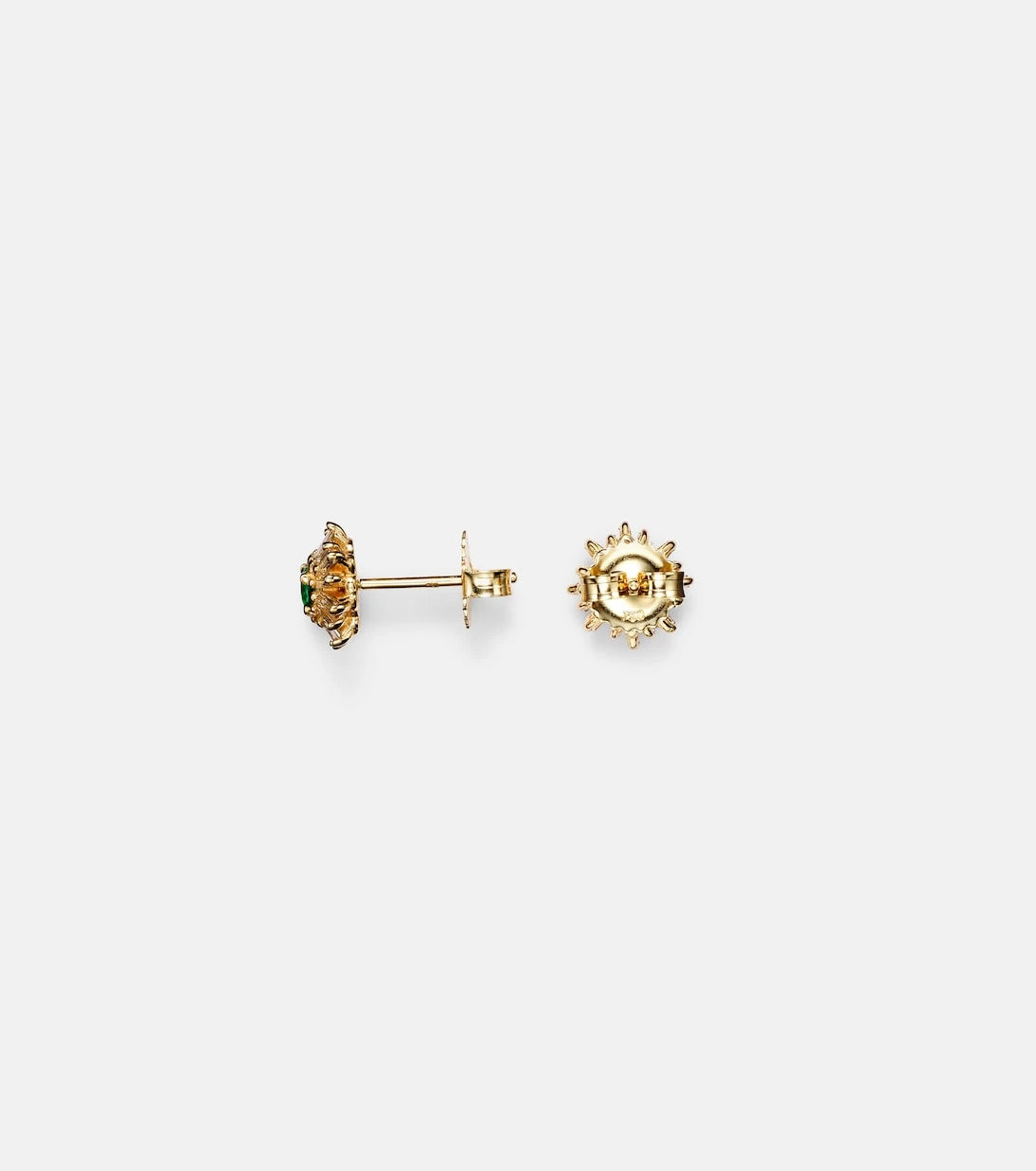 Suzanne Kalan - 18kt gold earrings with diamonds and emeralds
