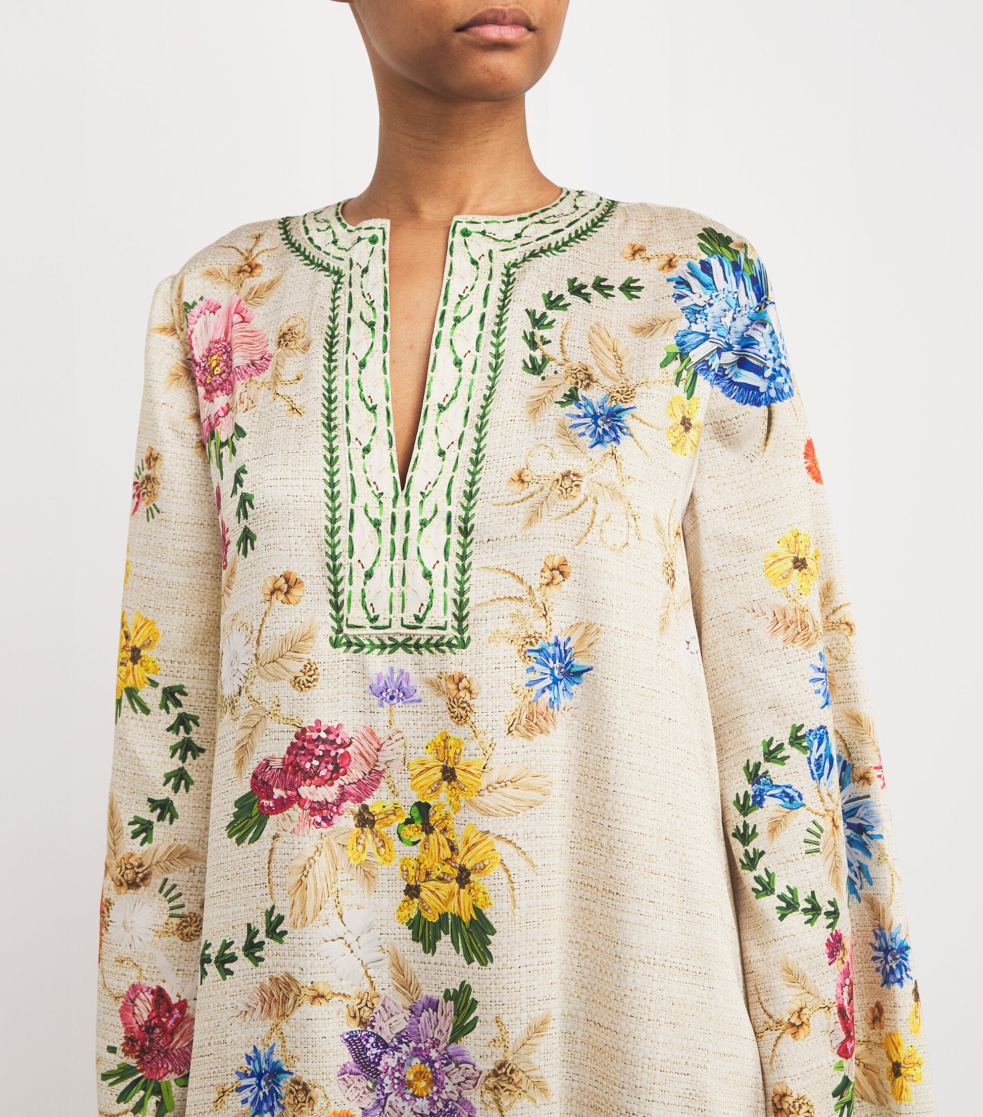 Satin Floral Collins Kaftan