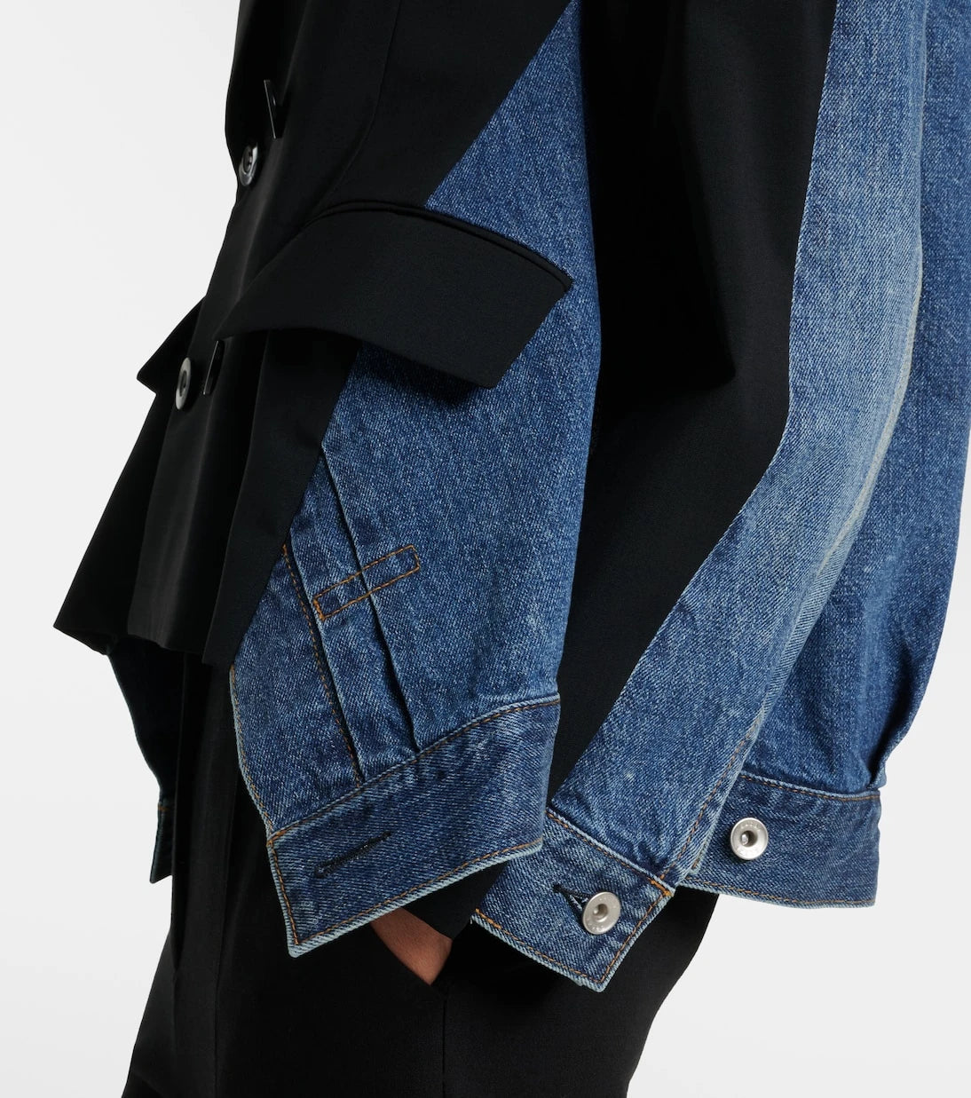 Sacai - Double-breasted denim and wool jacket