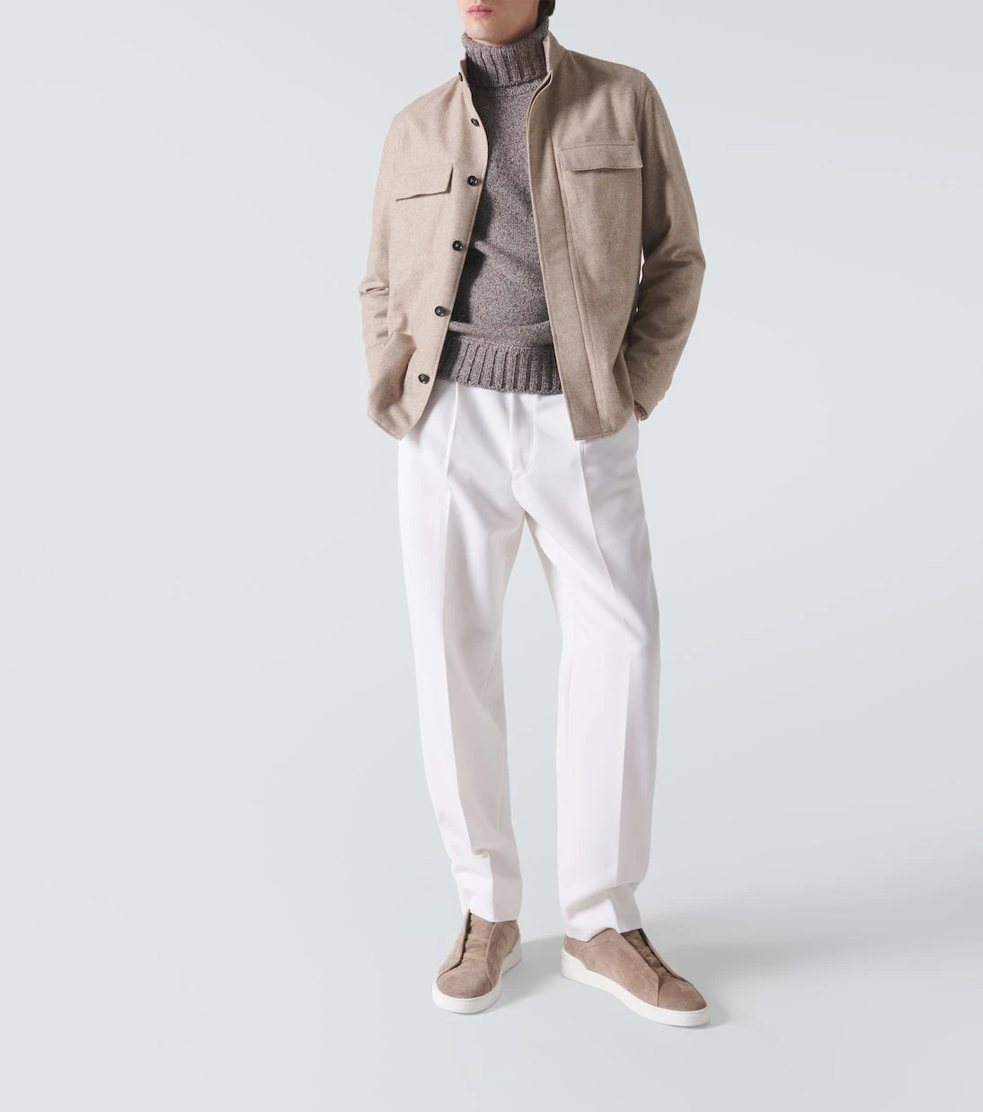 Zegna - كنزة صوف الكشمير بياقة عالية