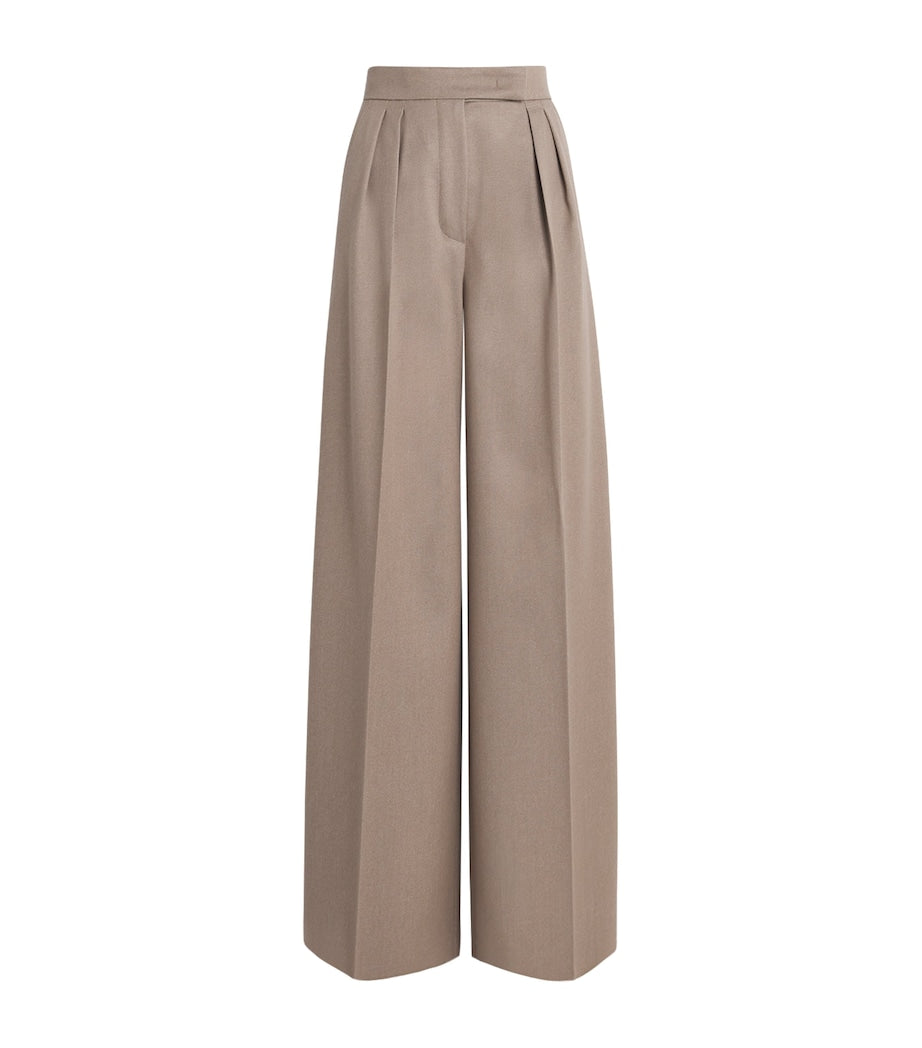 Max Mara Beige Virgin Wool Wide-Leg Trousers