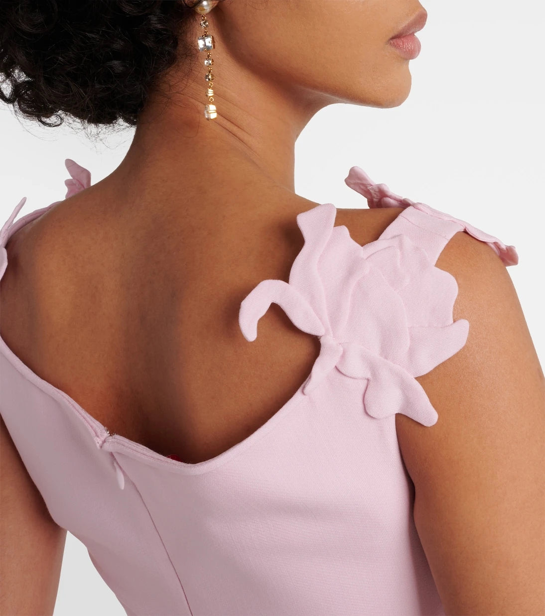 Valentino - Floral-appliqué wool and silk midi dress